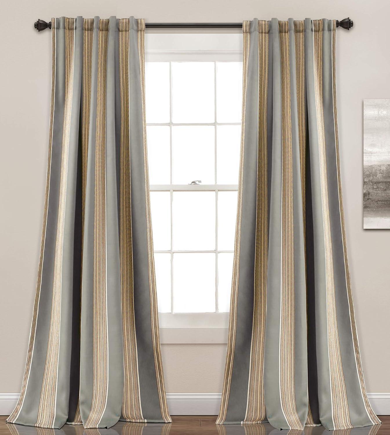Home Boutique Julia Stripe Light Filtering Window Curtain Gray Set 52x84