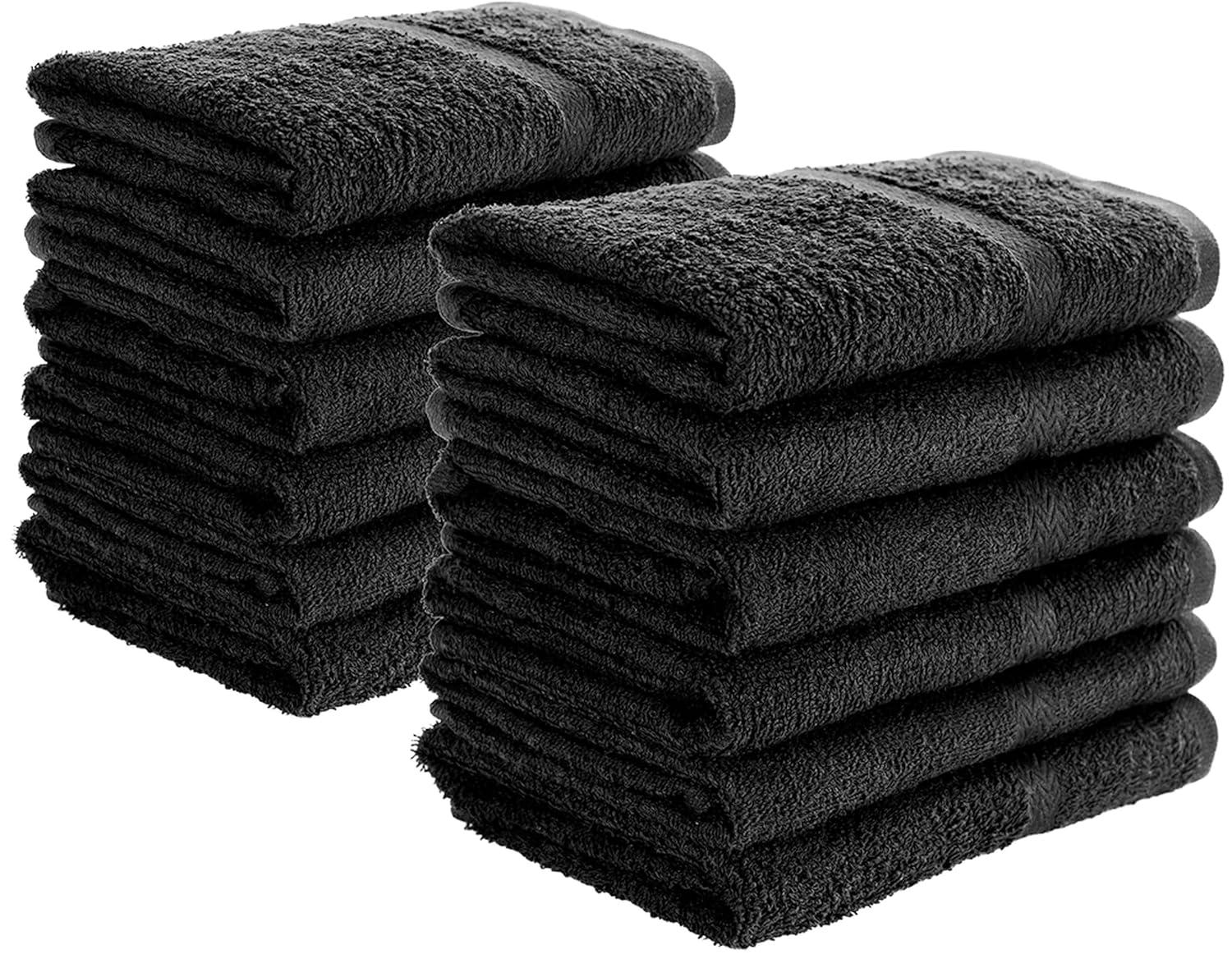 Simpli-Magic Hand Towels, Multipurpose Cotton Towels for Bathroom Use & More, 16" x 27", Black