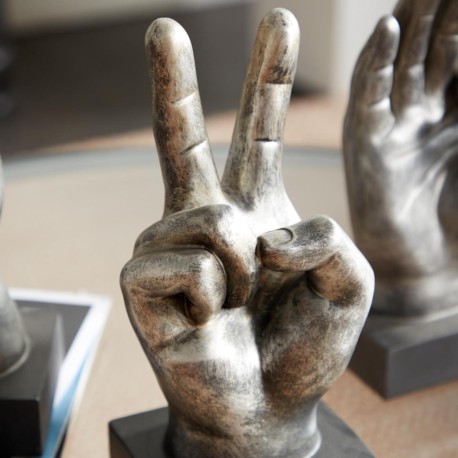 5"W, 11"H Dark Gray Polystone Hands Sculpture, by DecMode (3 Count)