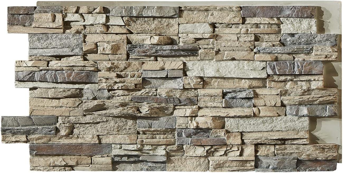 Faux Stacked Stone 3D Textured Wall Panel | Sedona | 48''L x 24''H x 2''D | 1 Panel | Ocean Mist