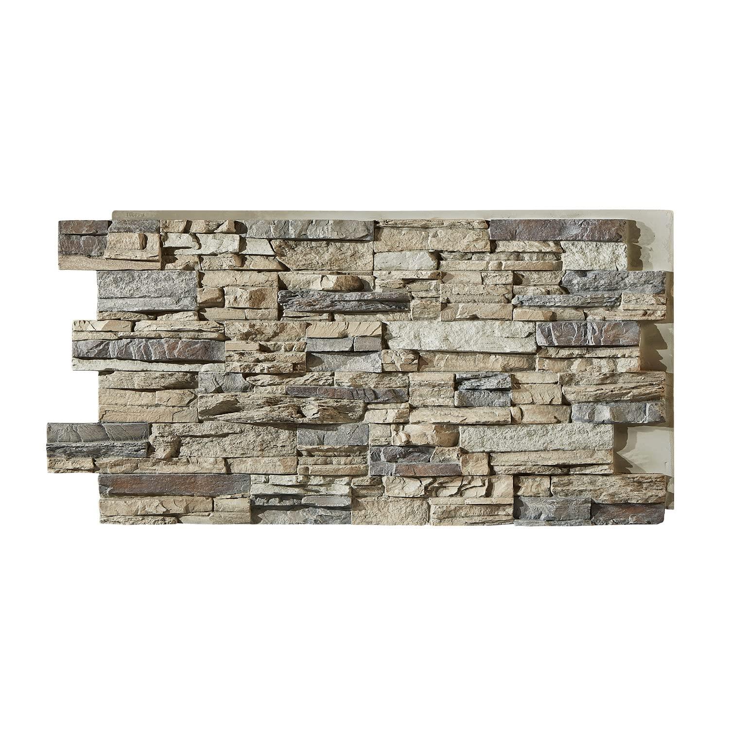 Sedona Faux Stone Gray and Beige Wall Panel