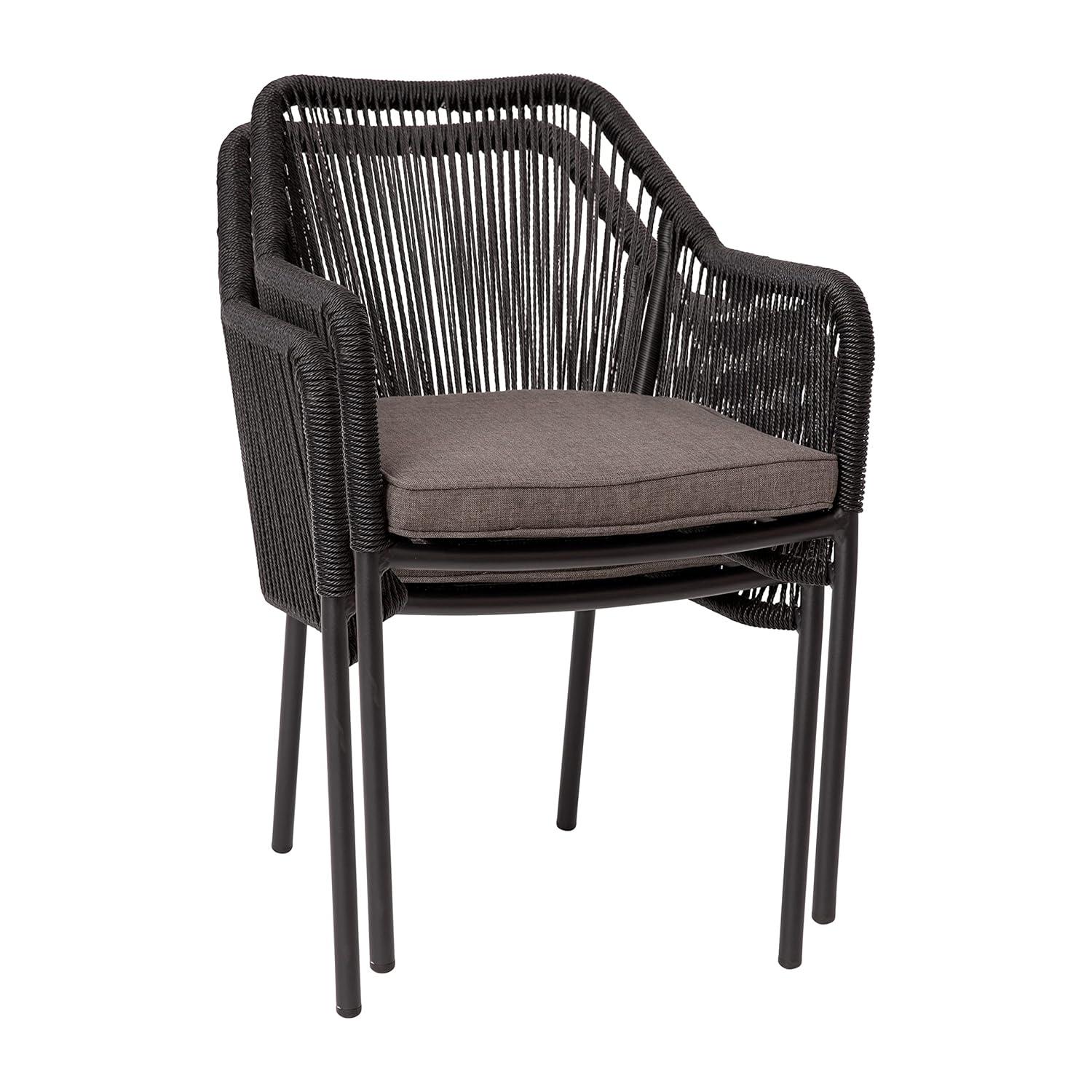 Taylor & Logan Kyla Metal Outdoor Stacking Dining Armchair with Cushion (Set of 2)