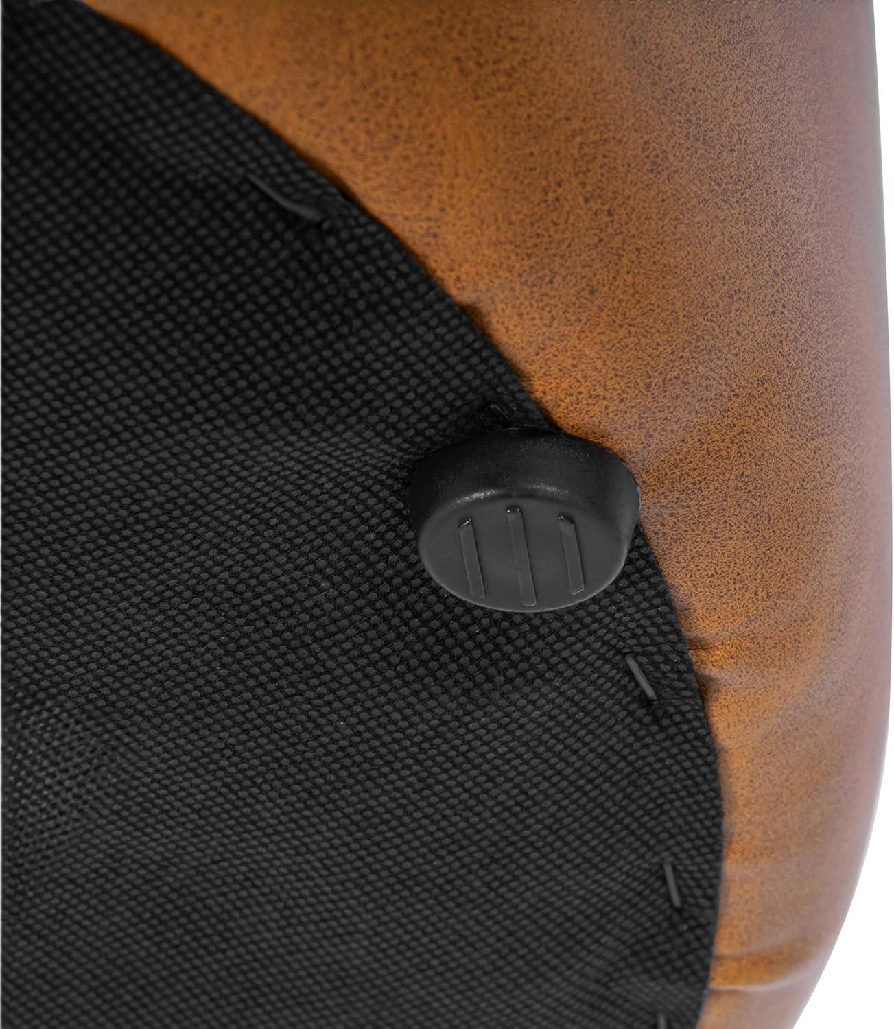 Round Upholstered Ottoman Caramel Faux Leather - HomePop: Channel Tufted, No Assembly Required