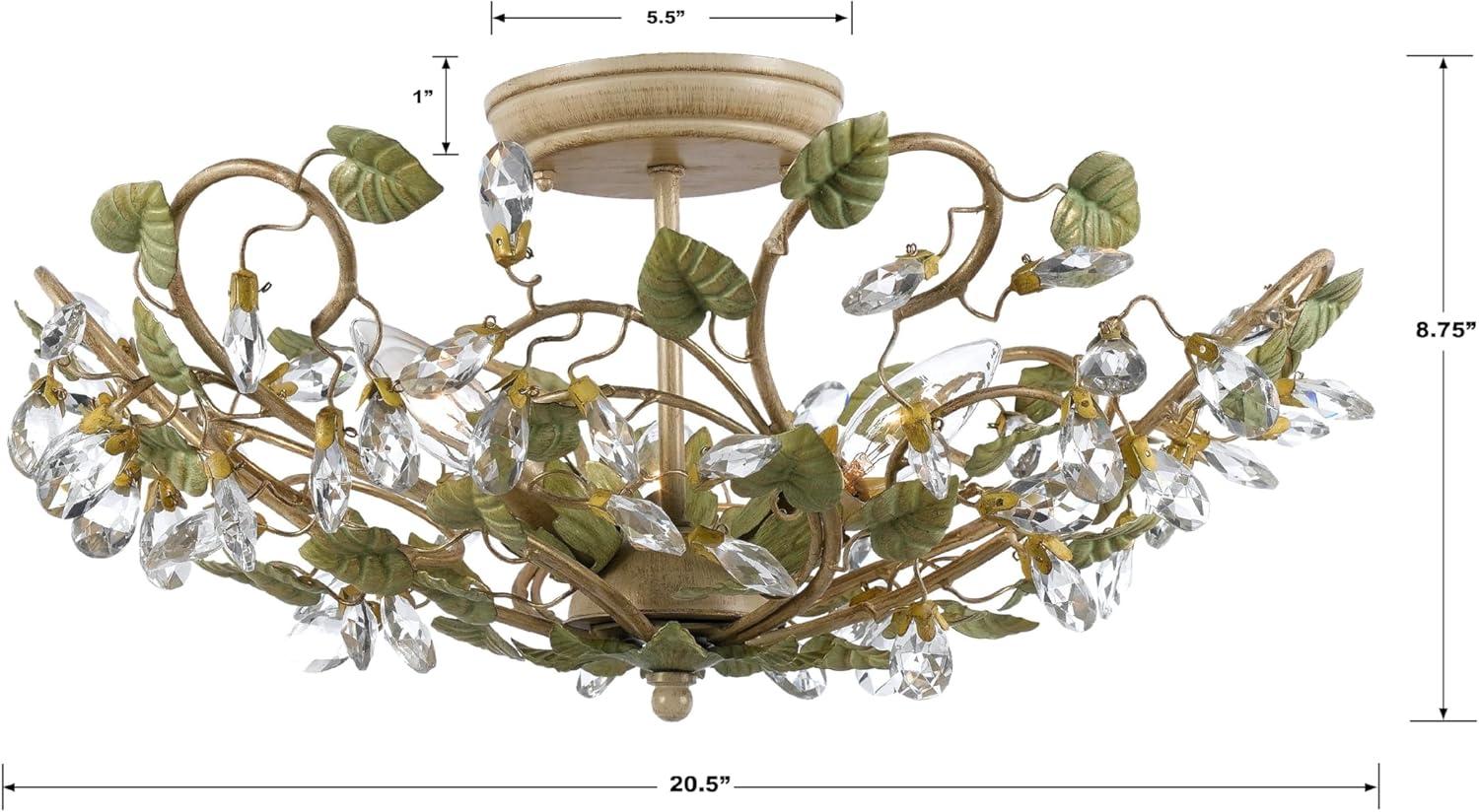 Josie Champagne Green Tea 5-Light Crystal Semi-Flush Chandelier