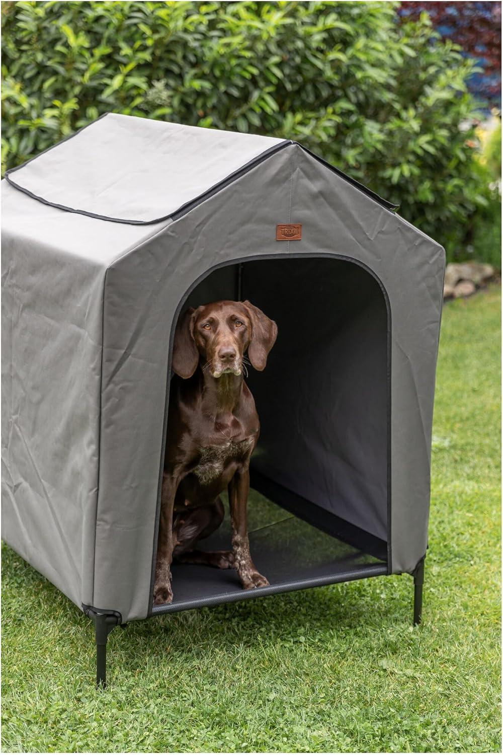 TRIXIE 2-in-1 Elevated Dog House, Portable Pet Camping Cot & Tent, Raised Bed & Dog Shade for Dogs