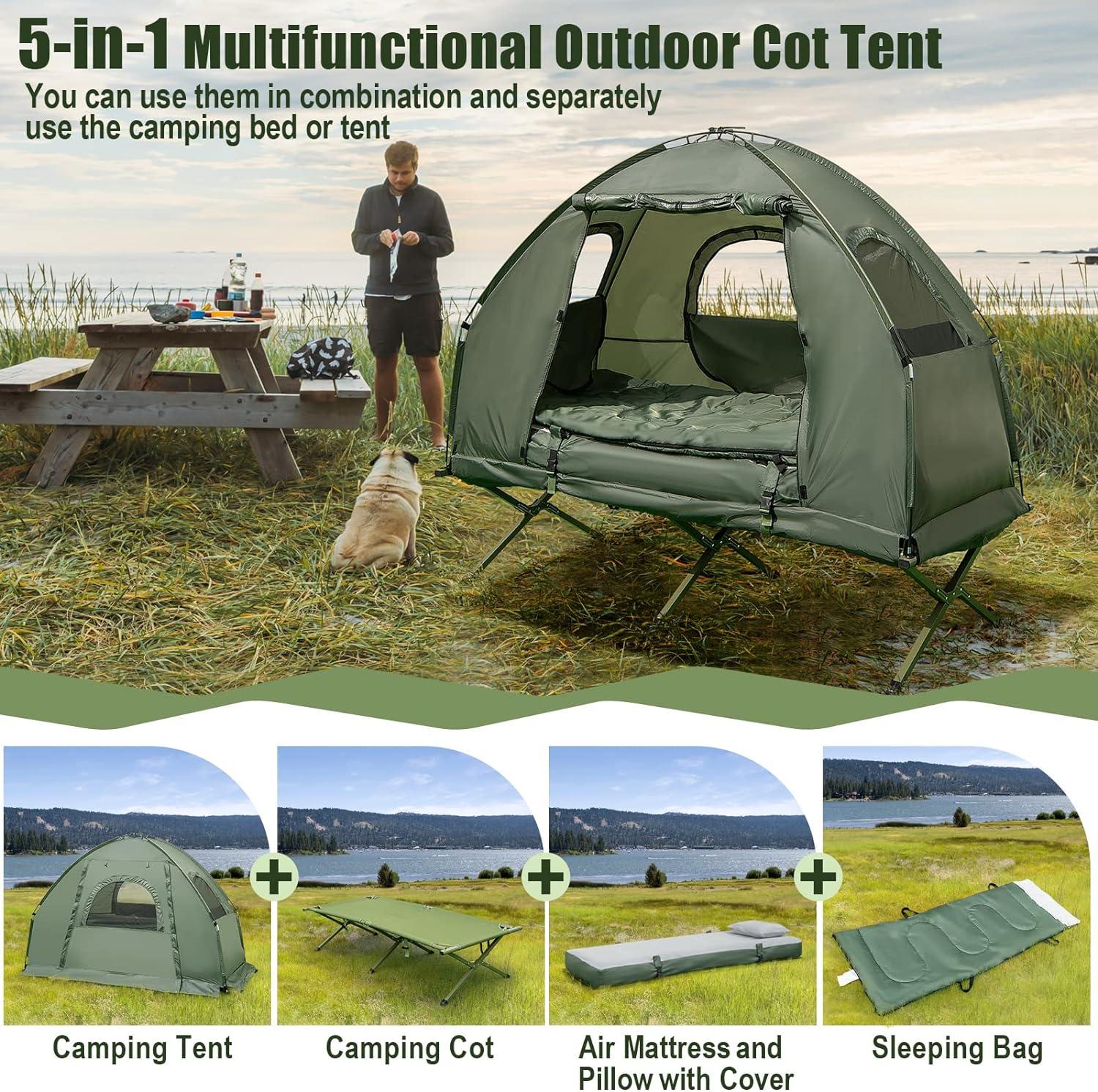 Green Portable 2-Person Camping Tent with Carry Bag