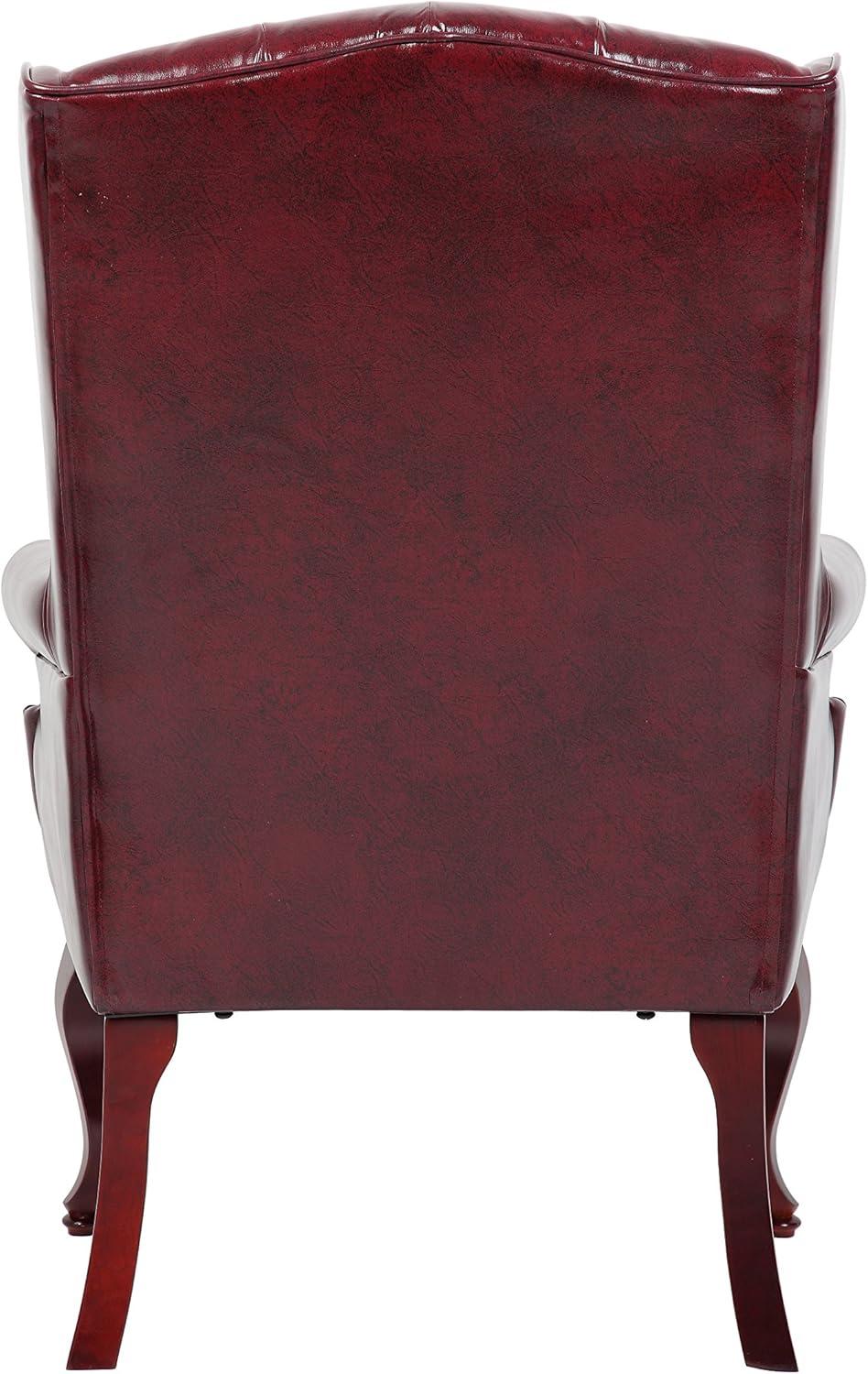 Boss B809-BY Wingback Traditional Guest Chair, 29" x 32" x 41.5",  Vinyl - Burgundy