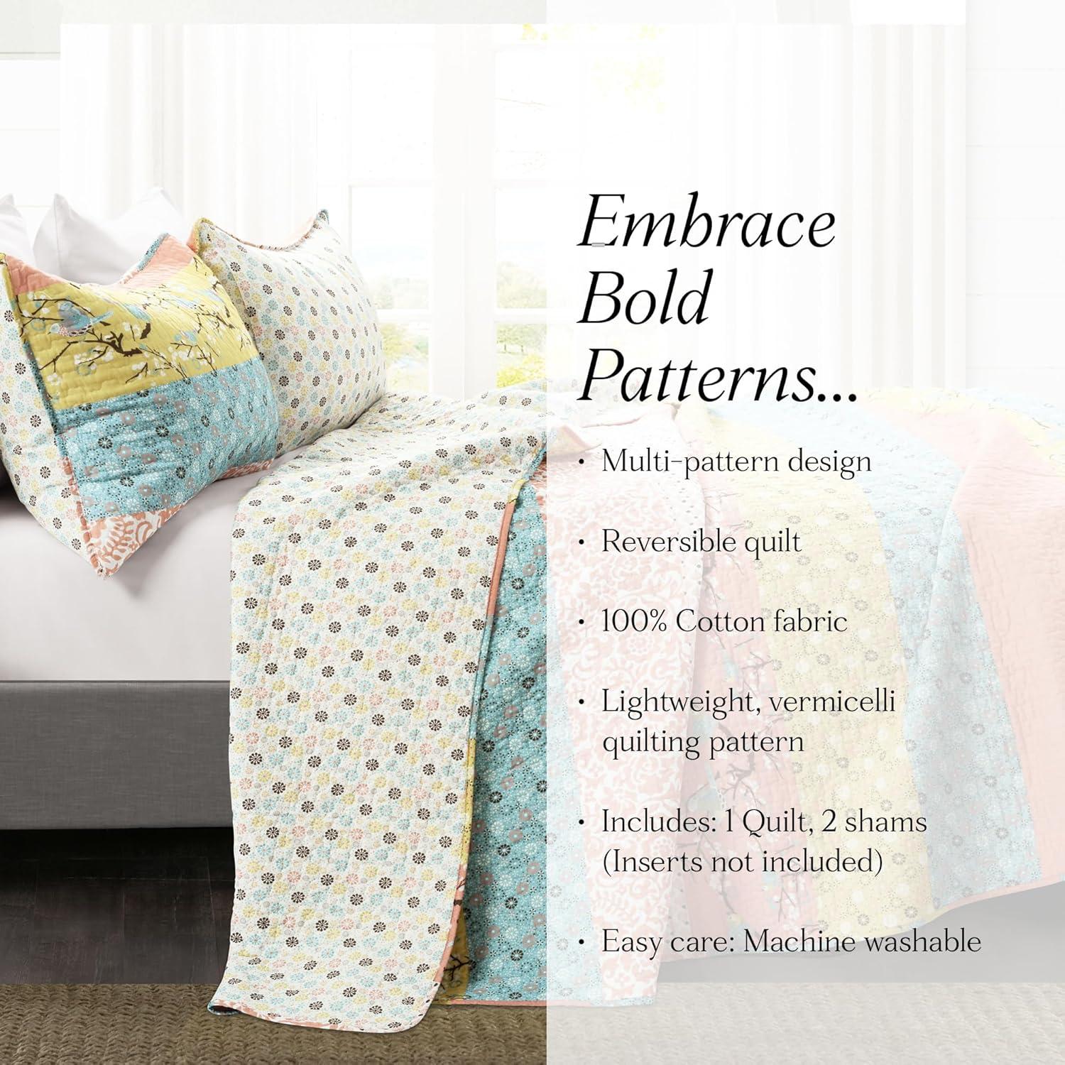 Lush Decor Royal Empire Cotton Reversible 3 Piece Quilt Set