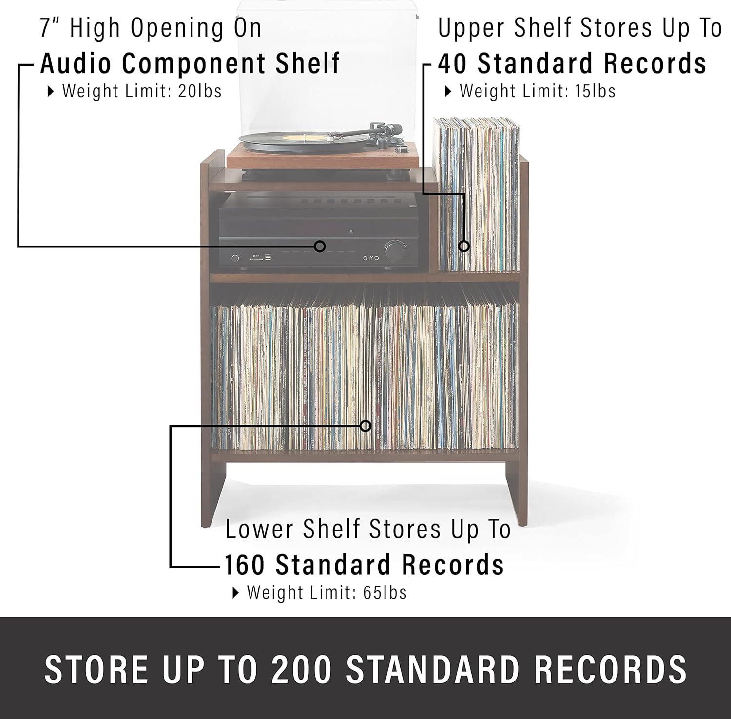 Portland Dark Brown MDF Turntable Stand with Cabinet