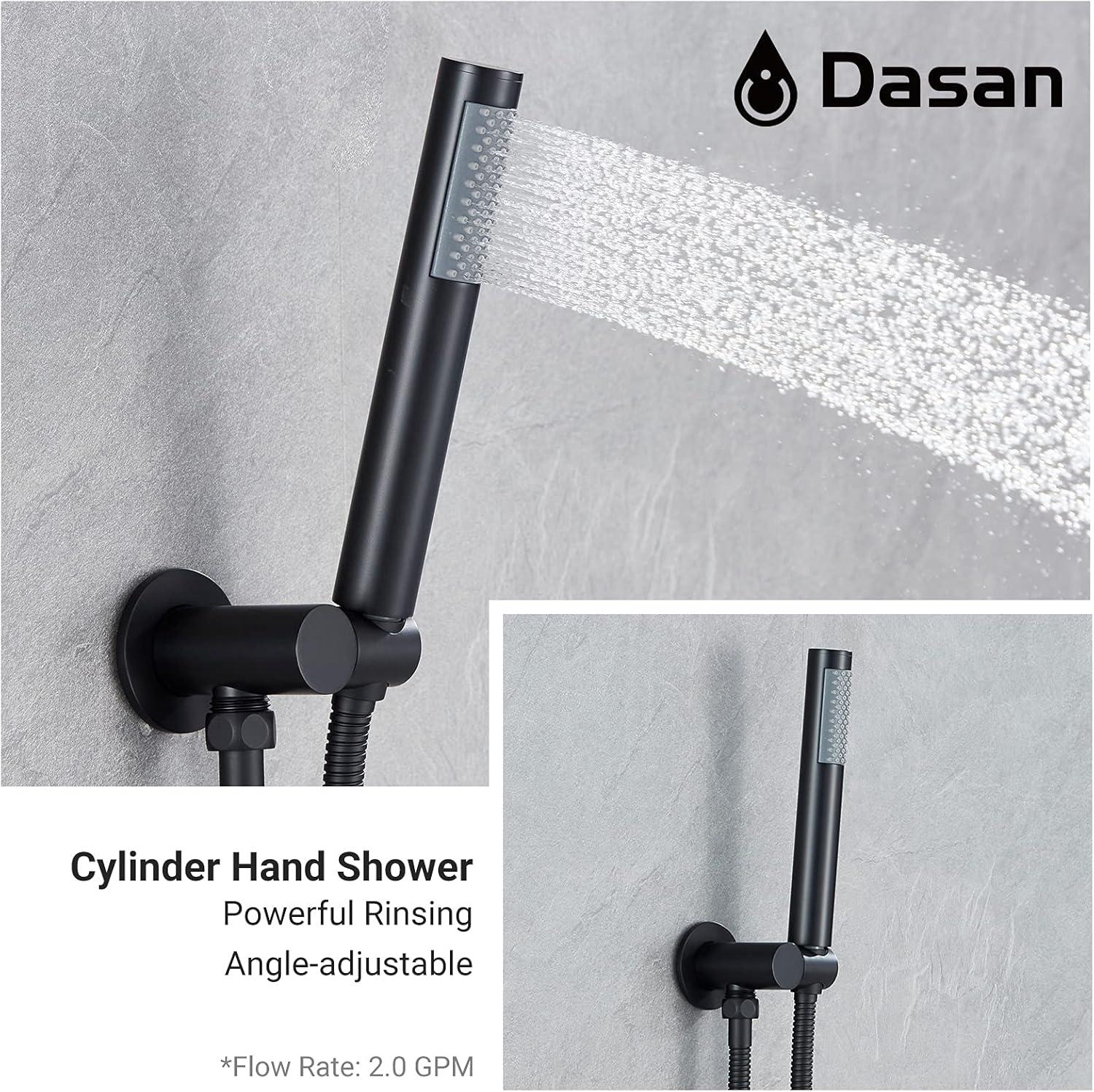 Shower System Shower Faucet Sets for Bathroom with High Pressure 10-inch Rain Shower head and Handheld Shower Head and Brass Valve Inclued, Matte Black