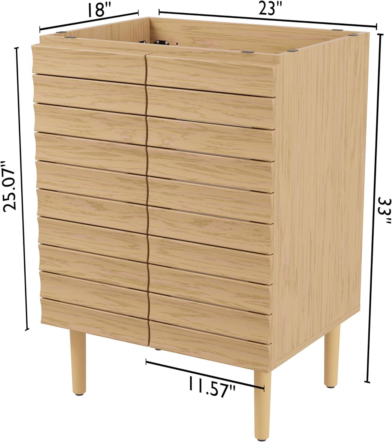 Aubert 24" Slat Modern Farmhouse 2-Shelf Bath Vanity Cabinet Only (Sink Basin not Included)