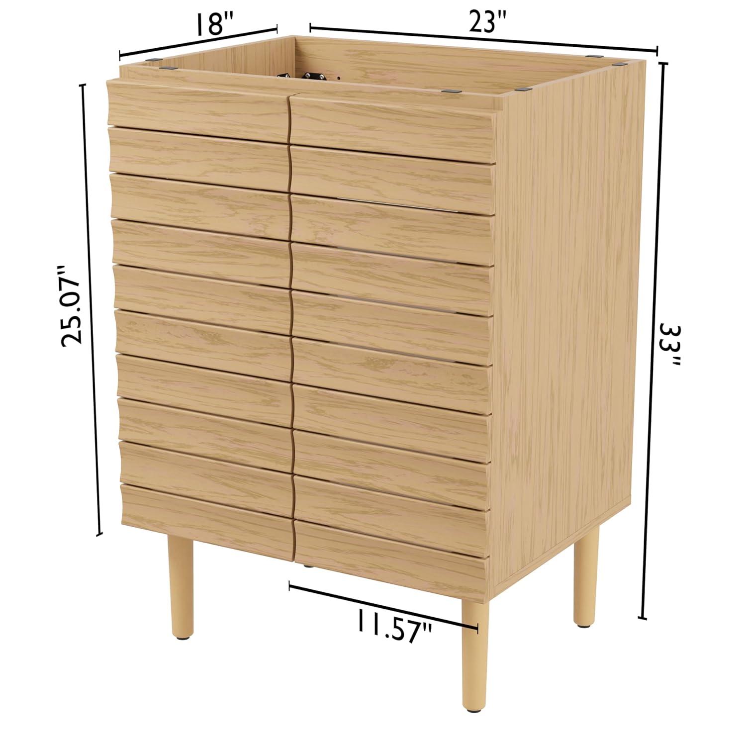 Aubert 24" Slat Modern Farmhouse 2-Shelf Bath Vanity Cabinet Only (Sink Basin not Included)