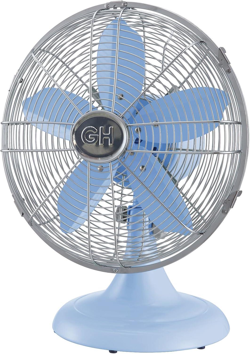 Good Housekeeping Good Housekeeping's All-Metal Retro 3-Speed 12" Oscillating Office Desk Table Fan (Multiple Finishes Available)