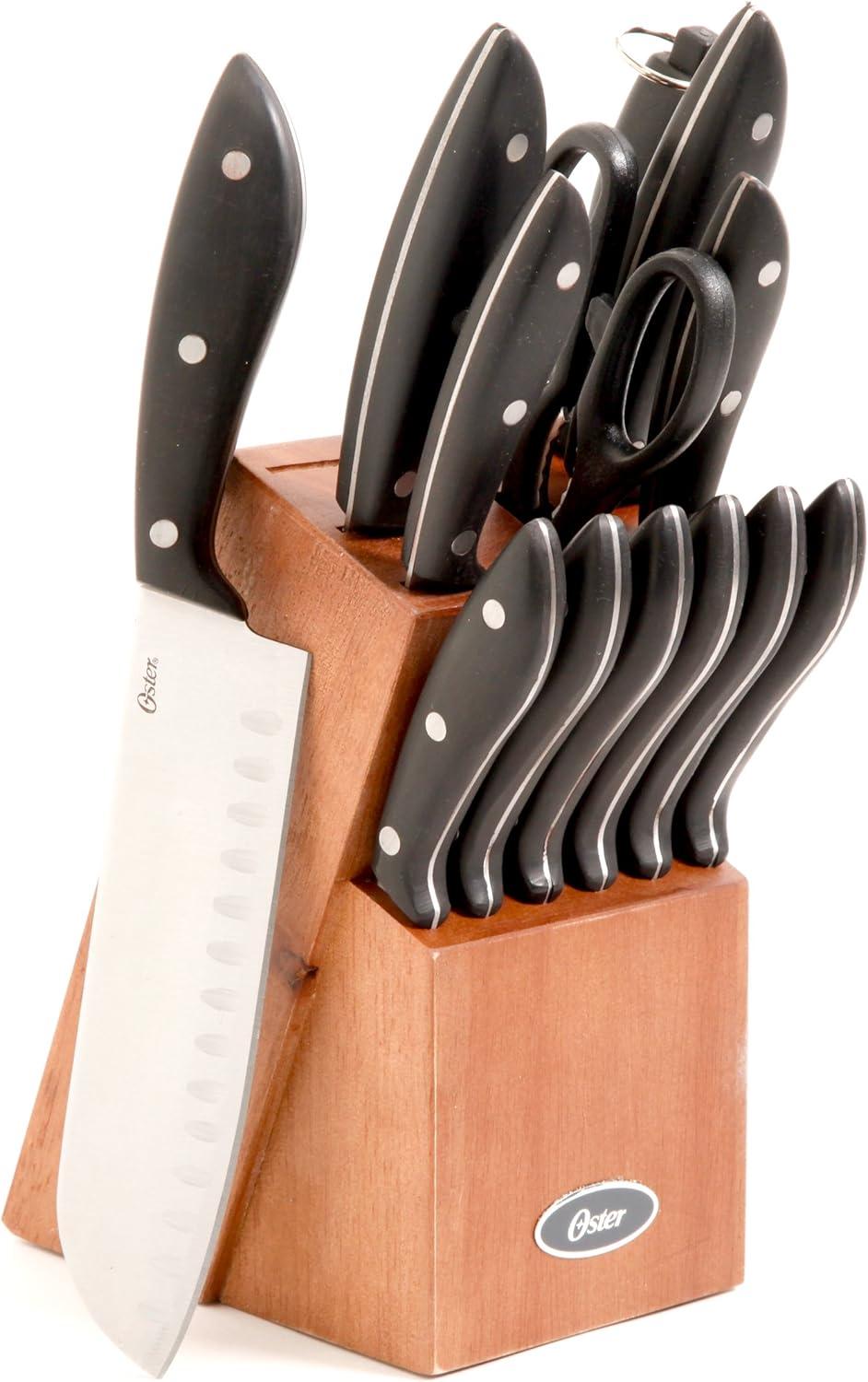 Oster 14-Piece Stainless Steel Cutlery Set with Mahogany Block