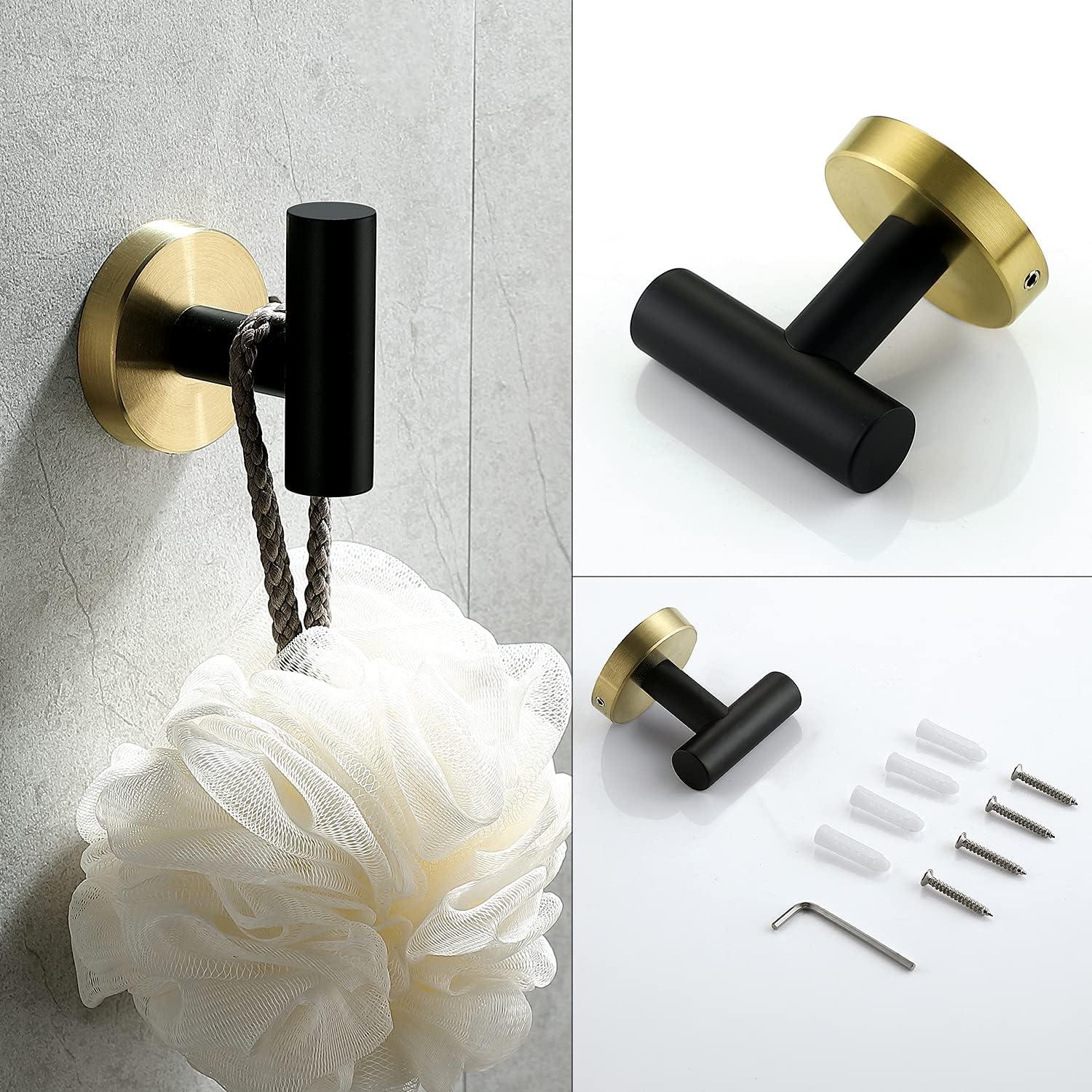 4-Piece Matte Black and Brushed Gold Stainless Steel Bathroom Hardware Set