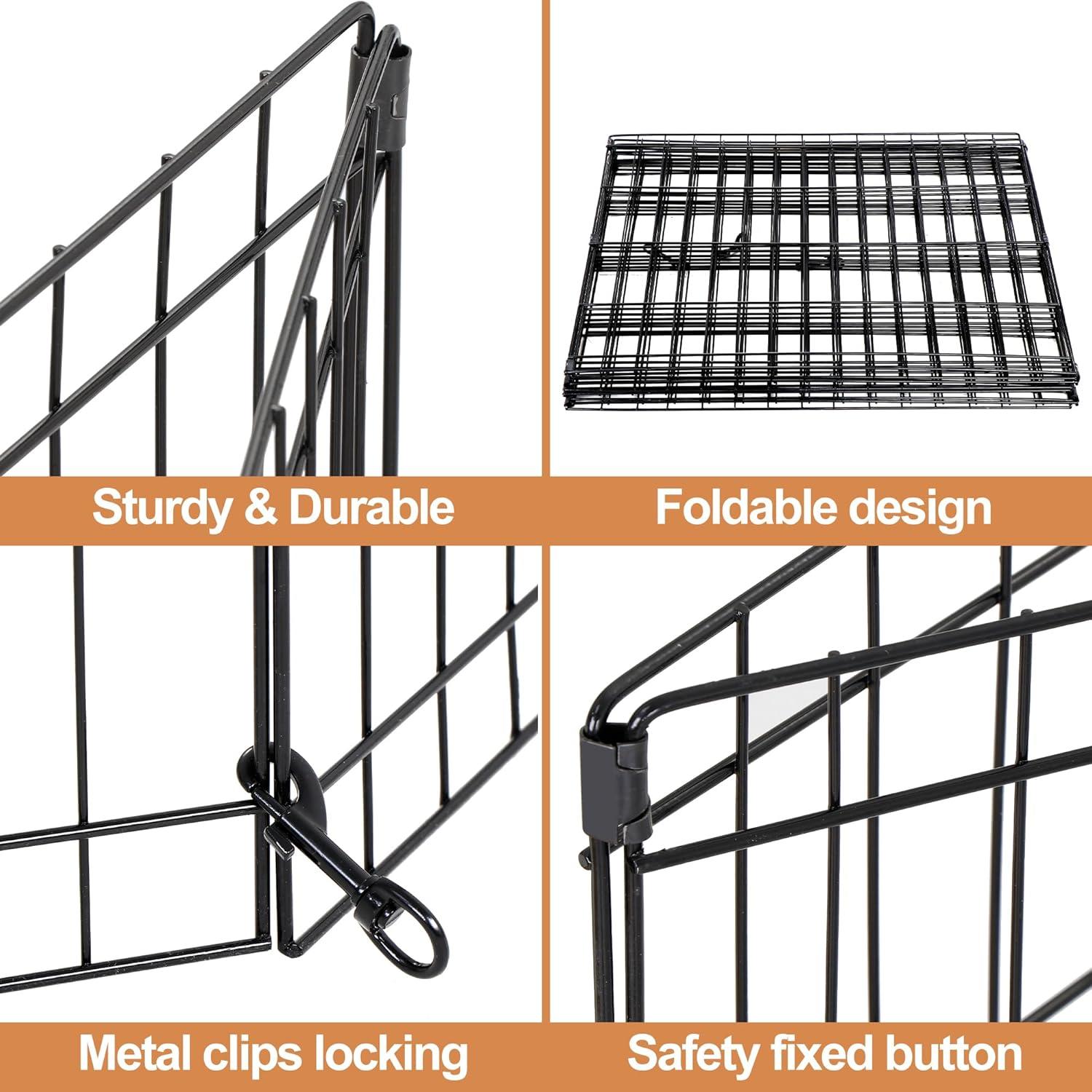 Foldable Black Metal 24-Inch Pet Playpen for Small Animals