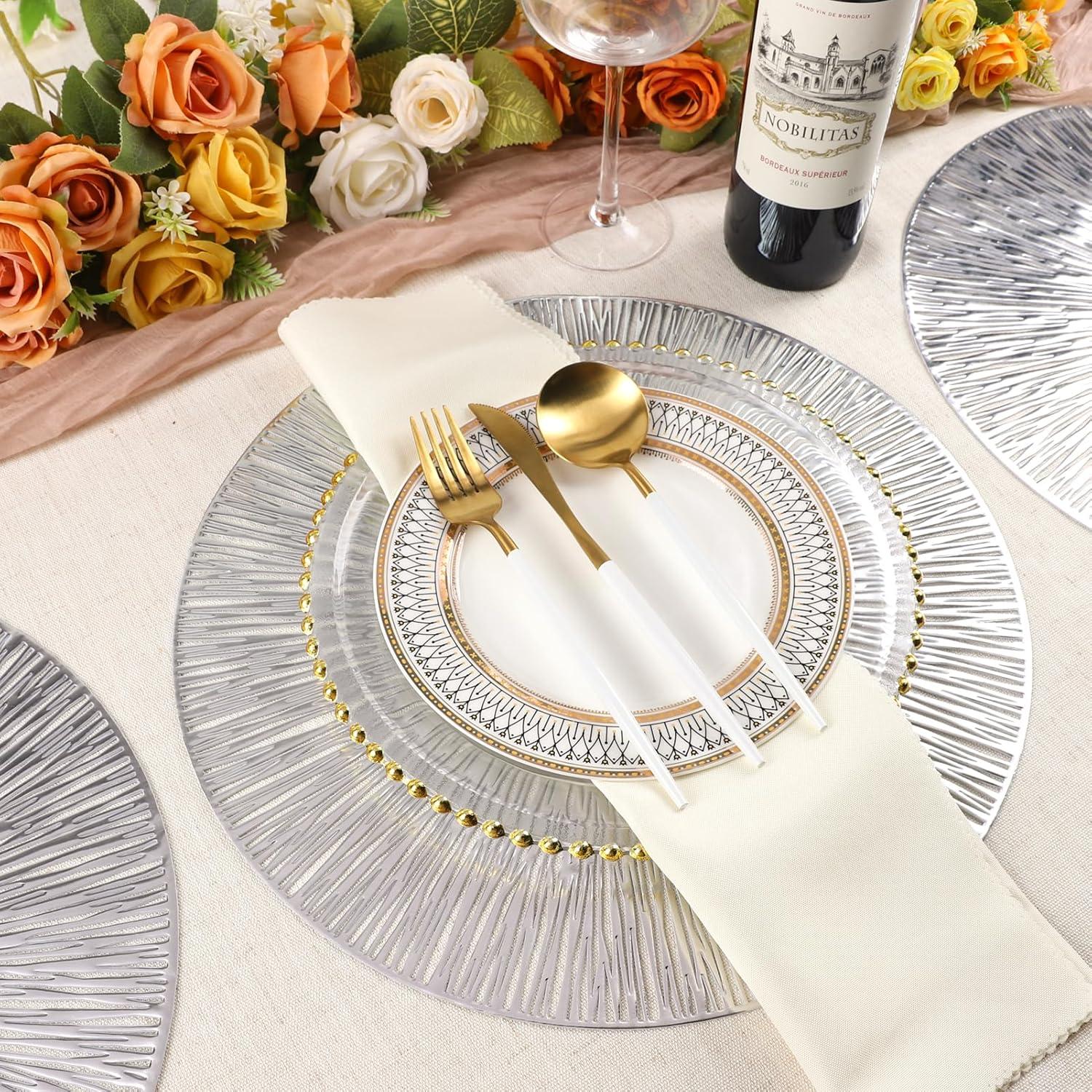 Silver Radial Circle Vinyl Placemats Set of 6