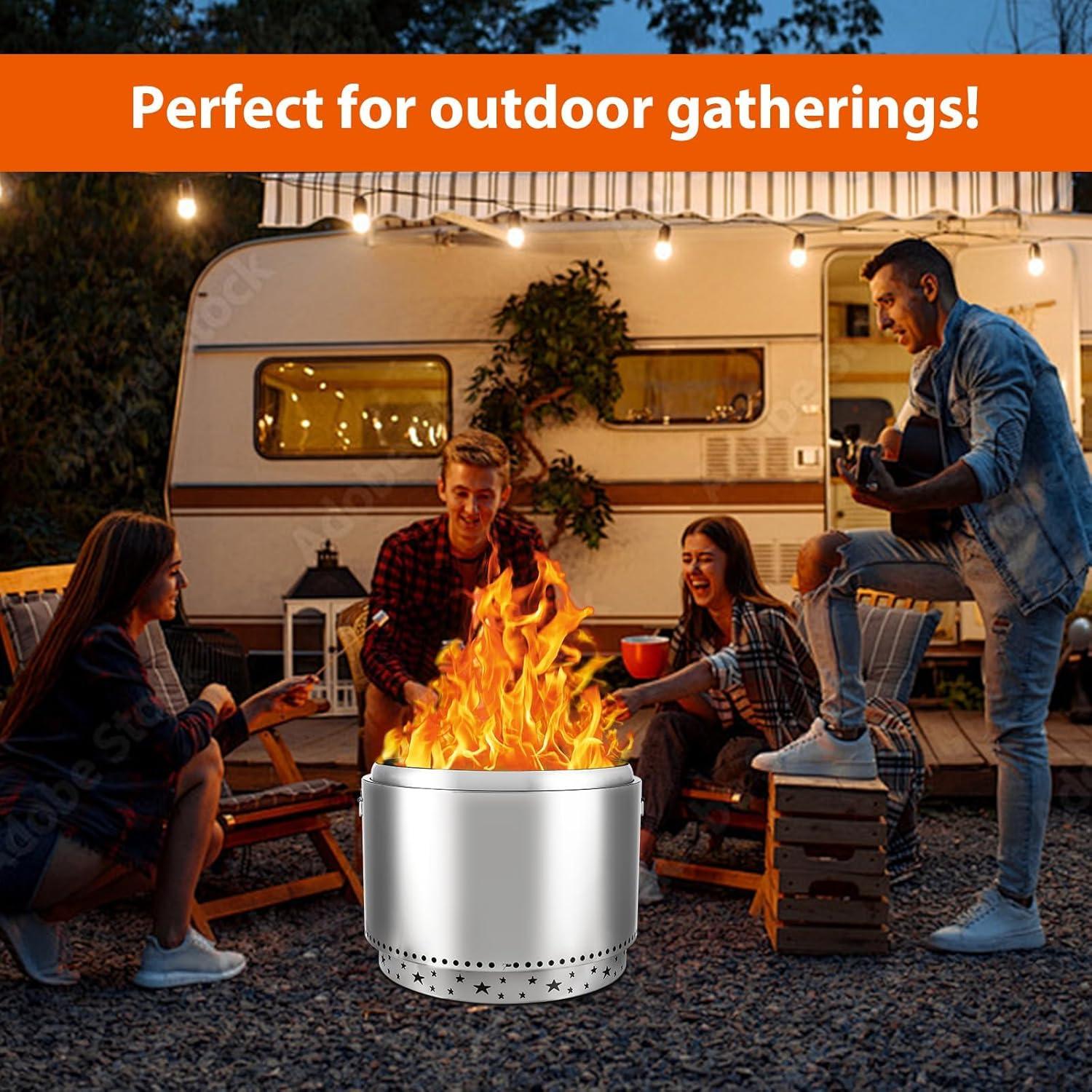 27 Inch Stainless Steel Portable Smokeless Fire Pit