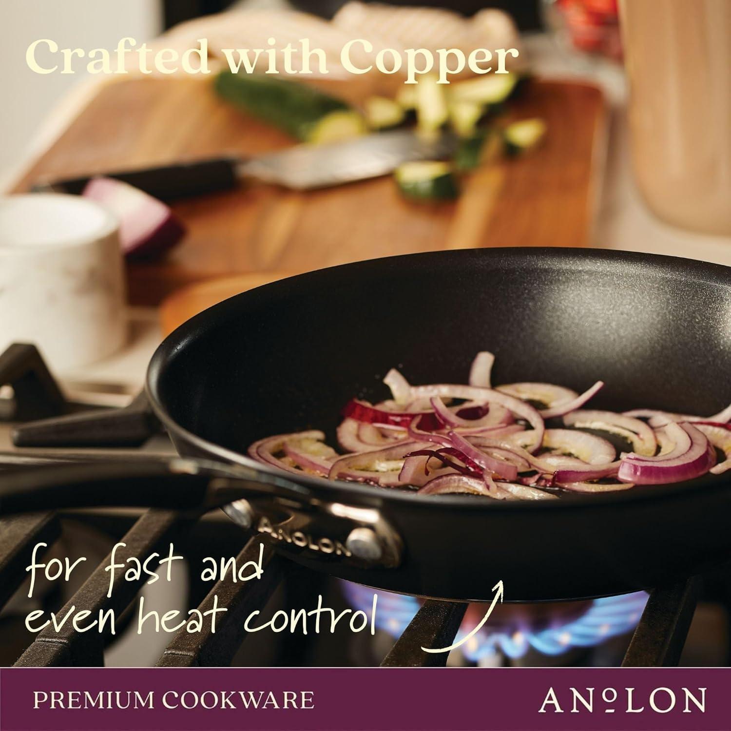 Anolon Nouvelle Copper Luxe 2 Pc Nonstick Frying Pan Set, Onyx