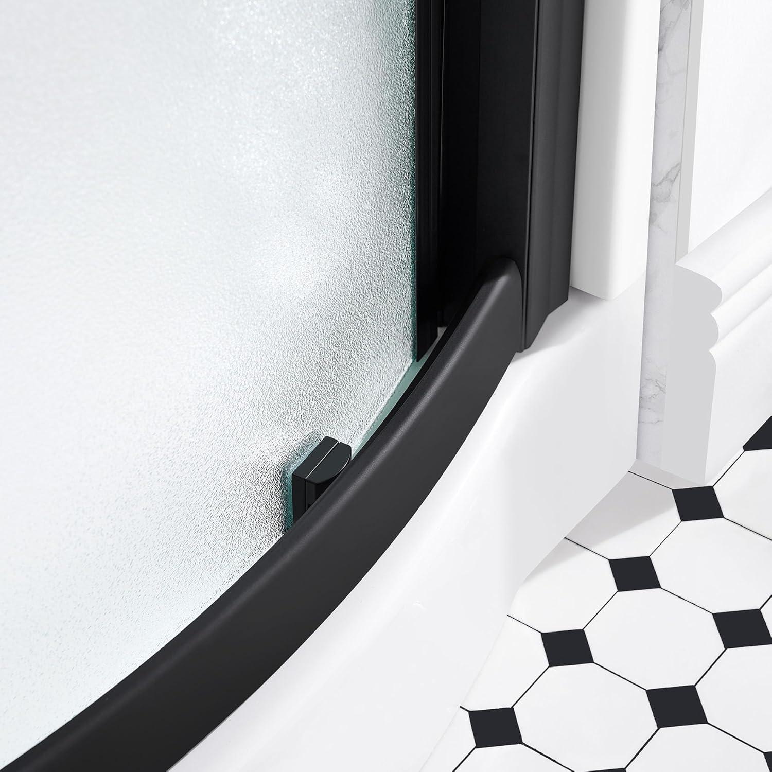 Ove Decors OVE Decors Breeze 35 in. Round Shower Kit w/ Frosted, Base, Wall 15SKA-BREF34-BLKAC