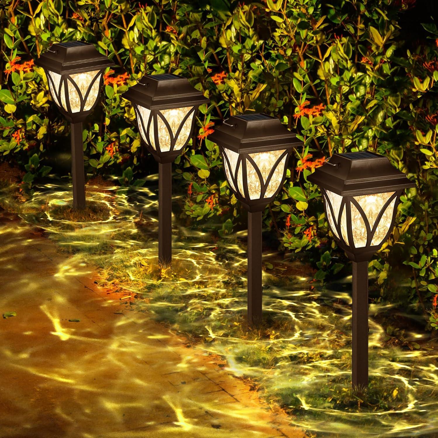 8 Pack Solar Garden Lights, Solar Lights Outdoor Waterproof, Solar Pathway Lights, Solar Path Lights,Solar Stake lights,Solar Landscape Lights, For Yard,Patio,Landscape,Walkway,Lawn and GradenKEJI