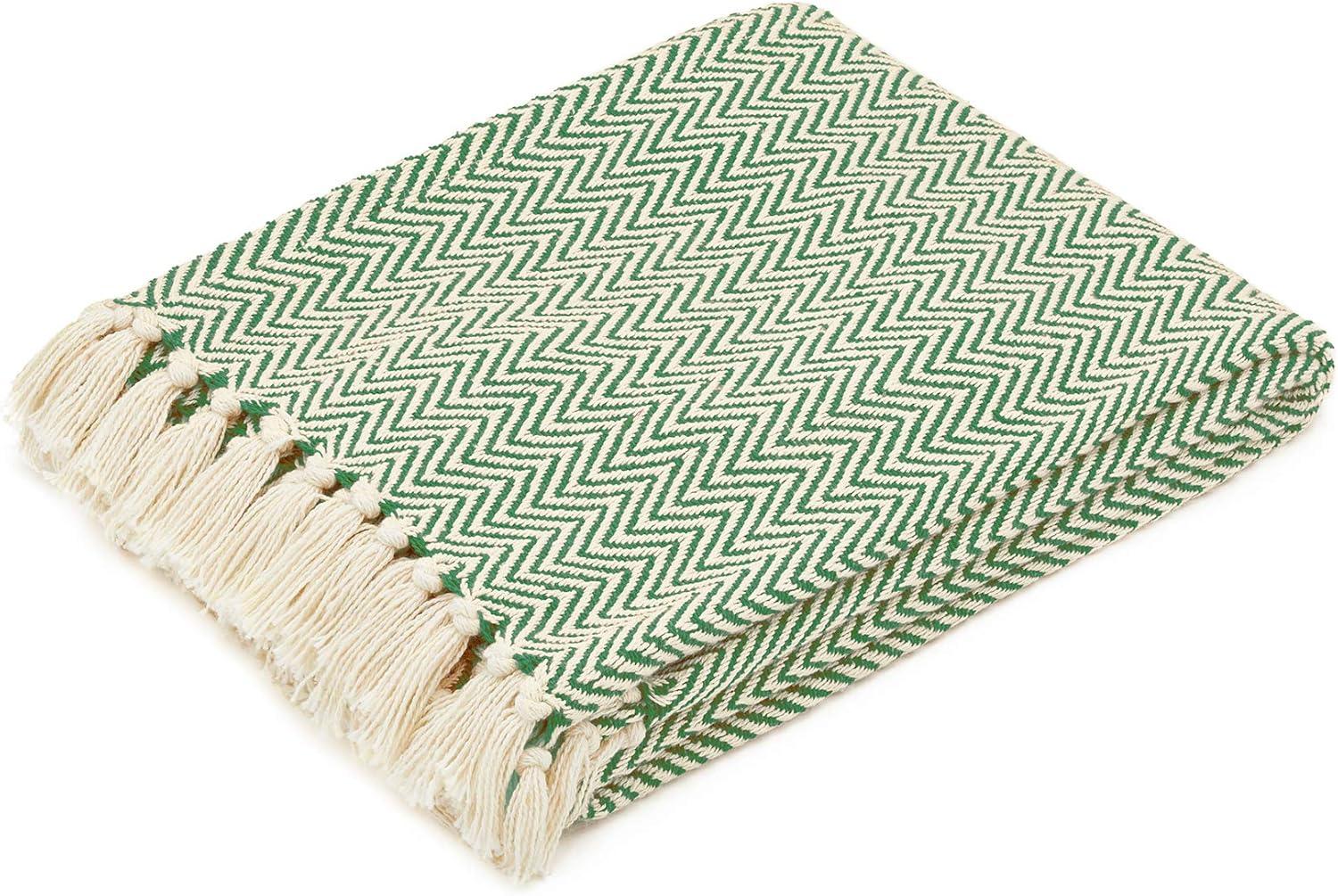 50x60 100% Cotton Crochet Throw Blanket with Fringe - Ideal for Bed, Sofa or Chair