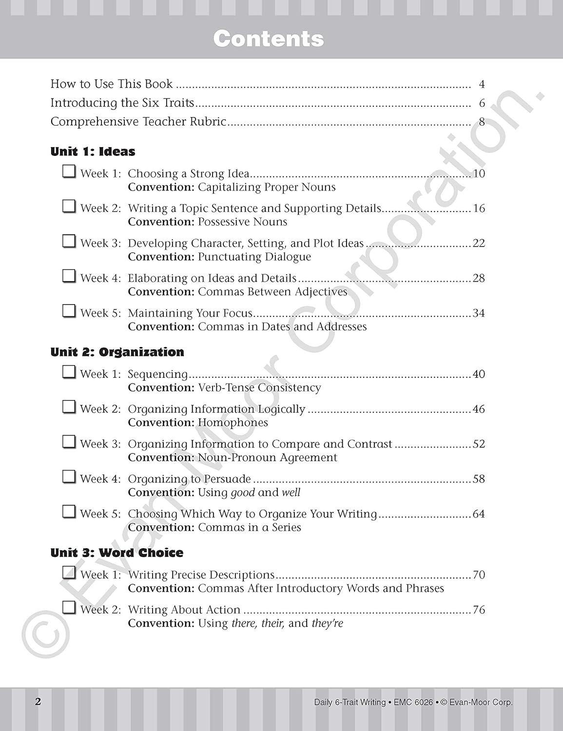 Evan-Moor Daily 6 Trait Writing Grade 6 Book