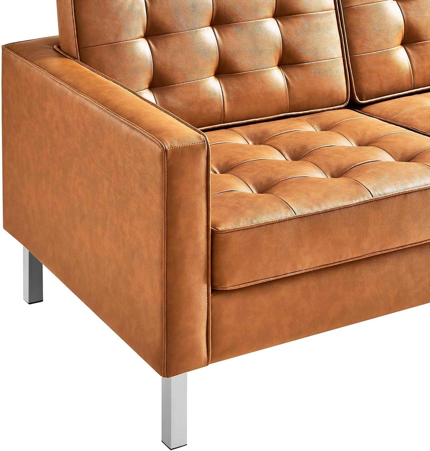 Loft Tufted Vegan Leather Sofa by Modway