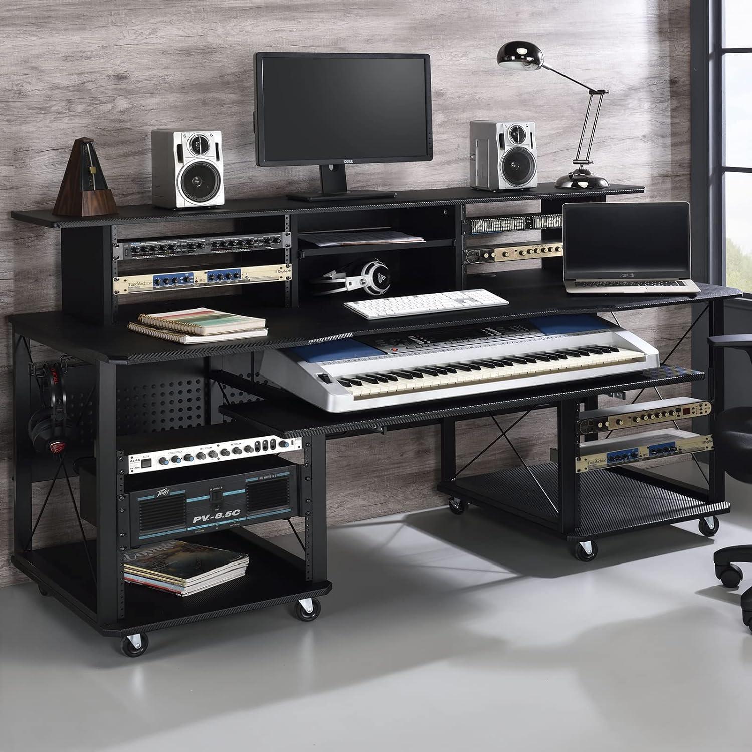 Megara 72" Black MDF Music Desk with Keyboard Tray