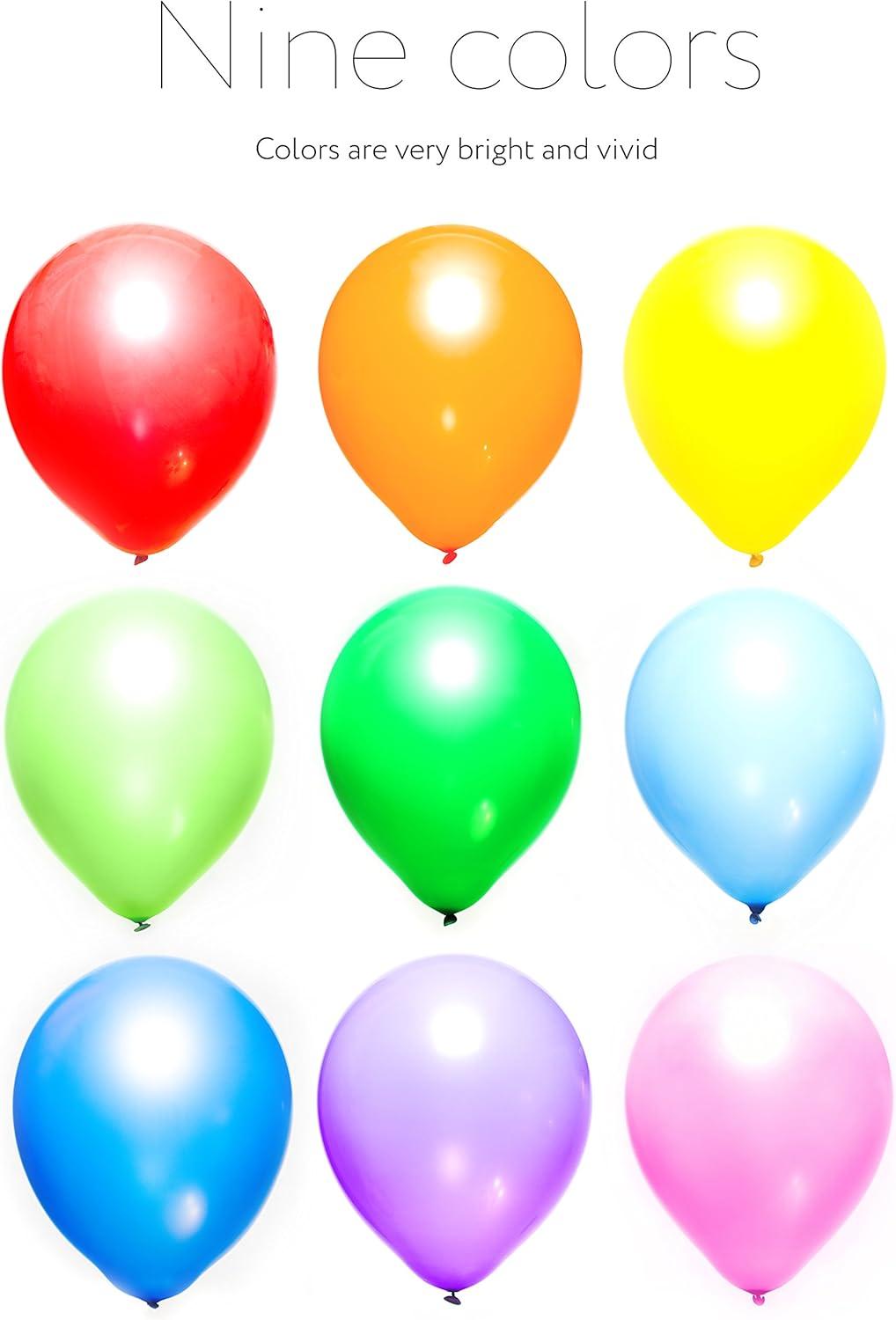 Dusico® Balloons Rainbow Set (100 Pack) 12 Inches, Assorted Bright Colors, Made With Strong Multicolored Latex, For Helium Or Air Use. Kids Birthday Party Decoration AccessoryS301