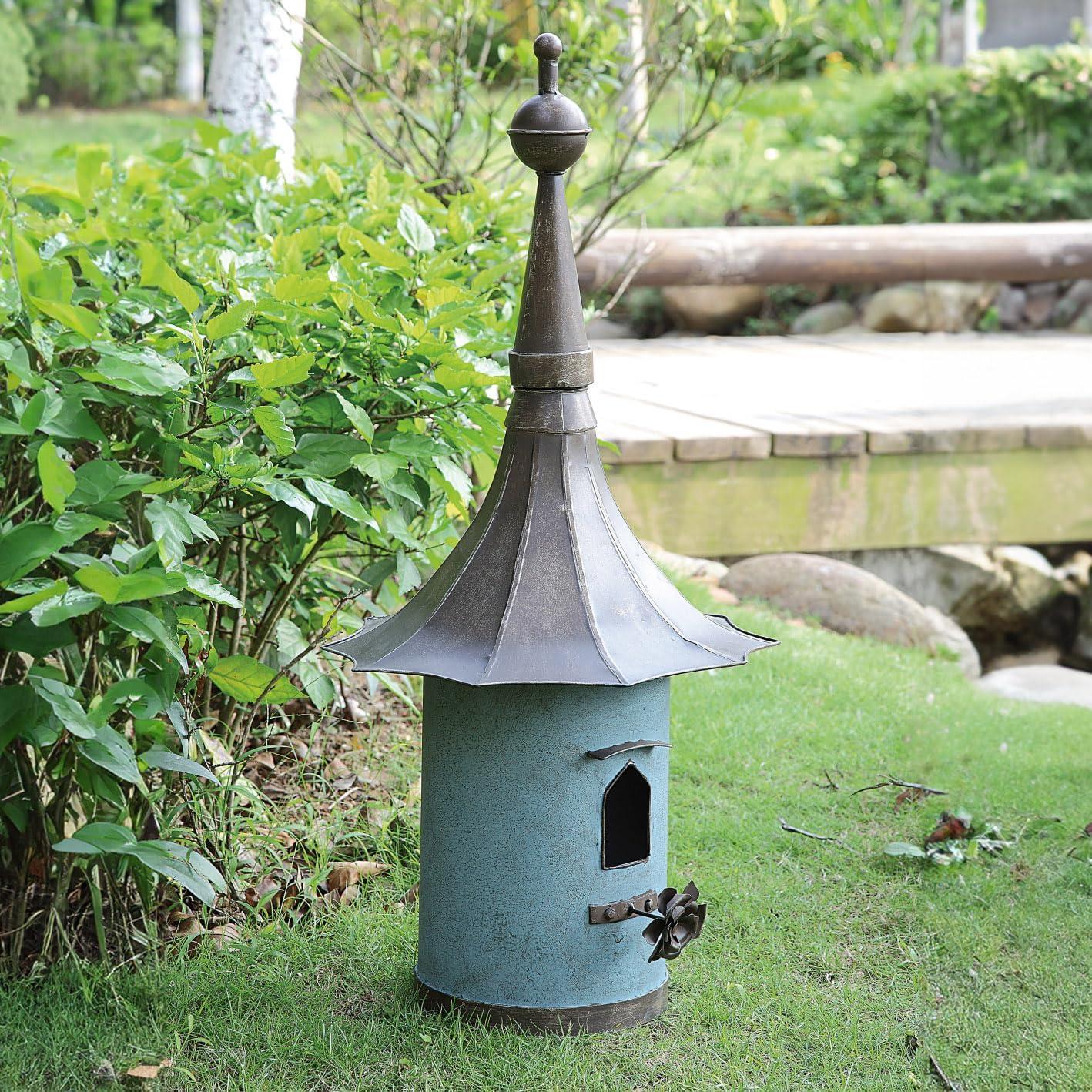 Metal Birdhouse - Storied Home: Freestanding, Weather-Resistant, No Assembly Required