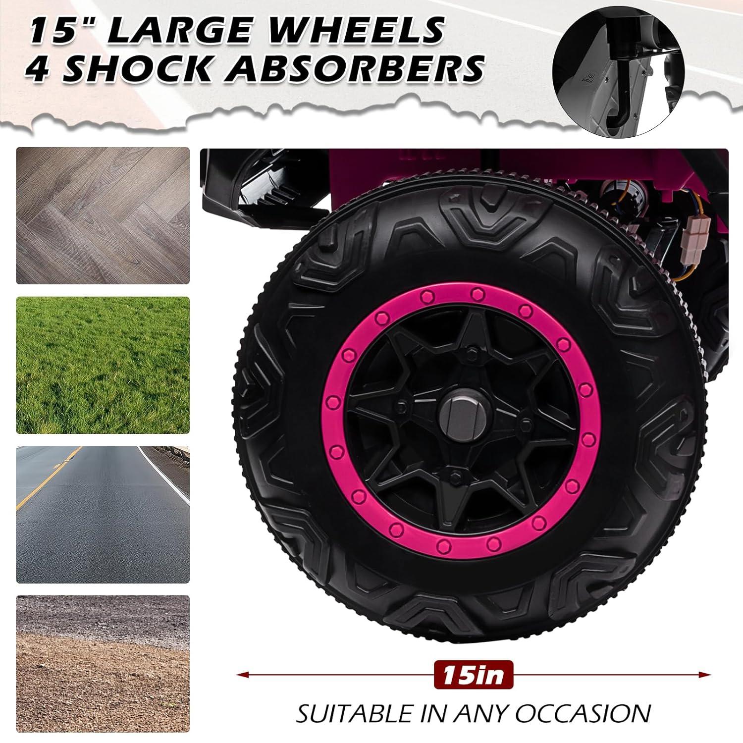 Ancheer 24V Real 2 Seater Ride On Toys Electric SUV Jeep Car With Remote Control,2WD/4WD Switchable, 4X100W Motor, Bluetooth, Music, USB, Lights