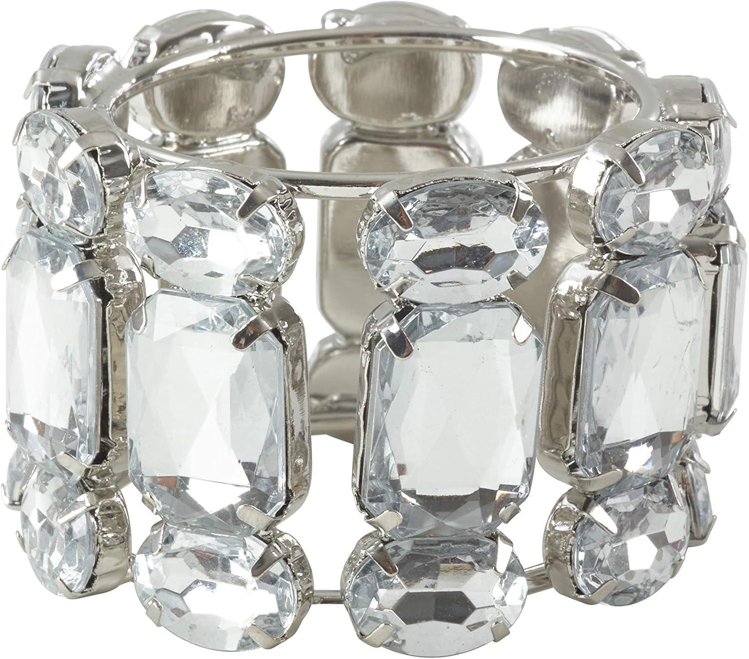 Saro Lifestyle Jeweled Gem Glam Bling Elegant Event Napkin Ring - Set of 4