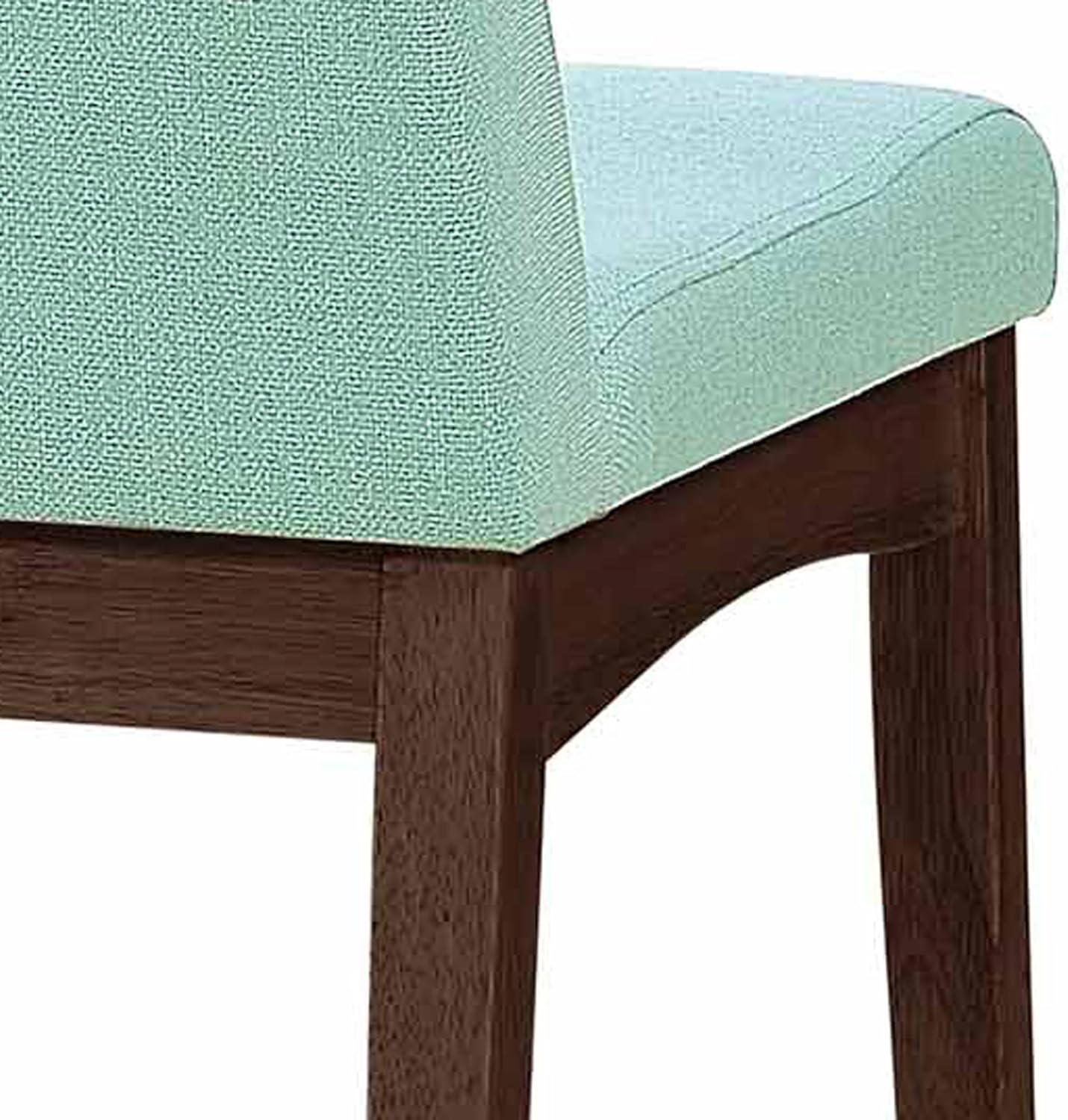 Mint Upholstered Mid-Century Modern Dining Chairs with Walnut Frame, Set of 2