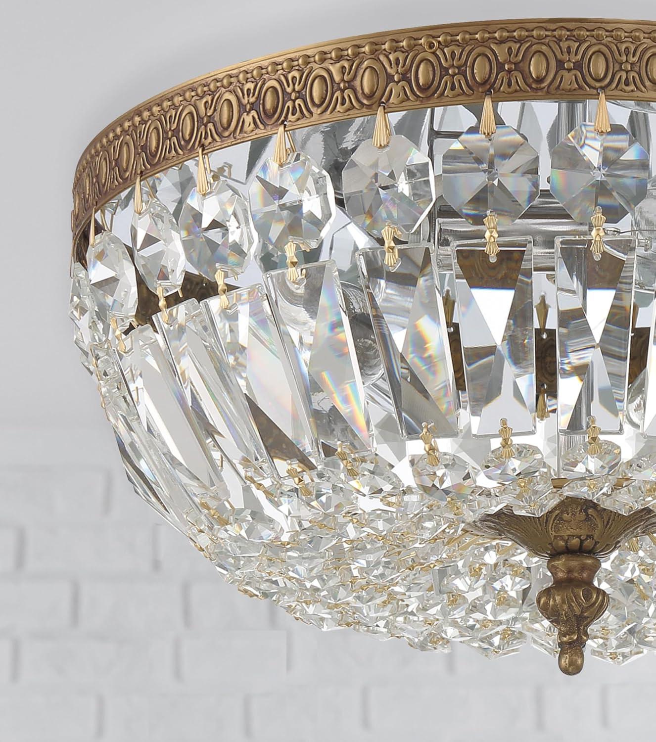 712-OB-CL-I-Crystorama Lighting-Three Light Flush Mount in Traditional and Contemporary Style - 12 Inches Wide by 6.5 Inches High-Olde Brass