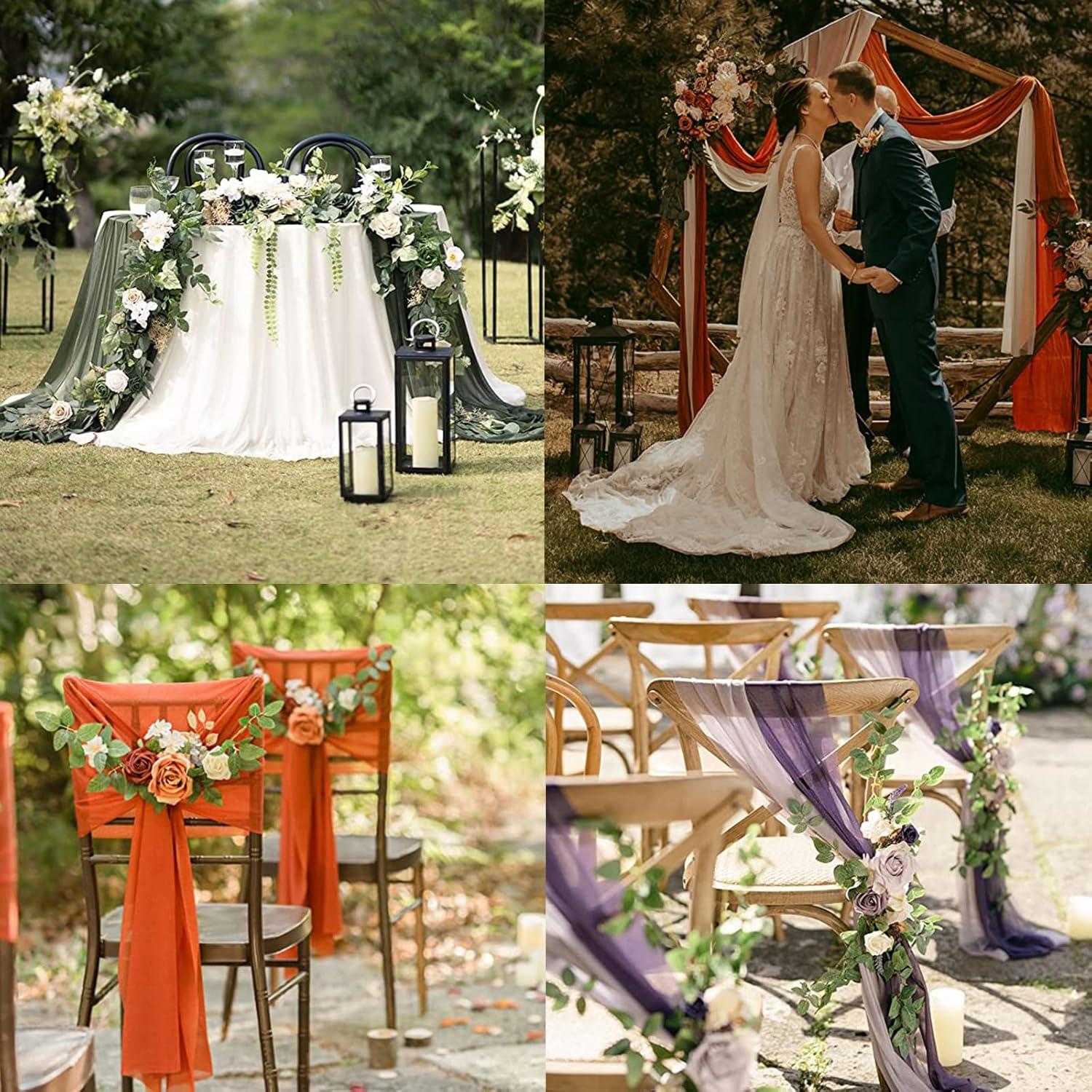 Mint Green Cheesecloth Table Runner 6 Pack 35" Boho Gauze Runner 120 inches Long Tablecloth Runner Rustic Sheer Fabric Bulk for Baby Shower Wedding Bridal Birthday Party Table Decorations