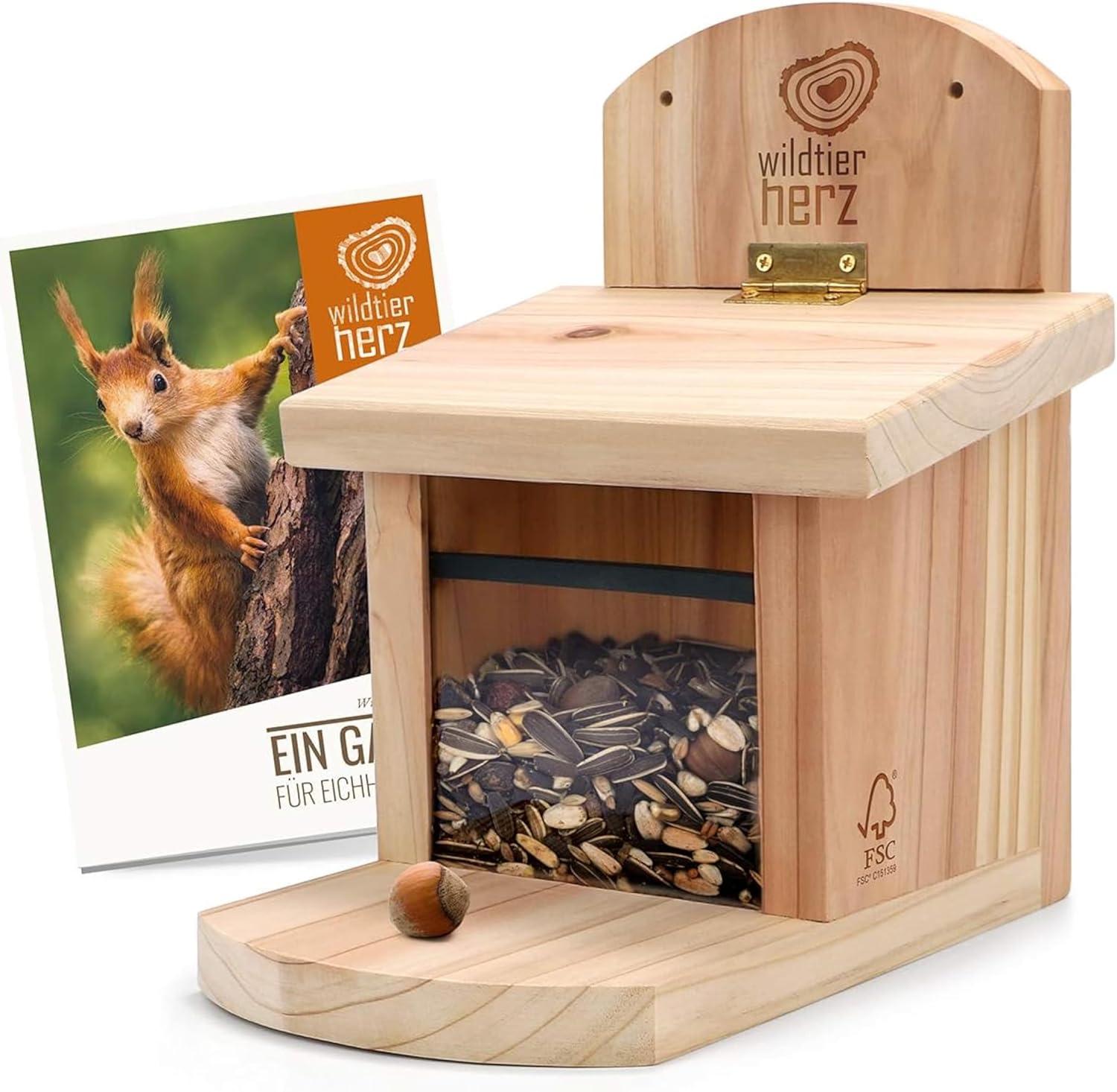 Wildlife Heart Squirrel Feeding House | Weatherproof | Solid Wood Construction | Squirrel Nest and Feeder | Ideal for Squirrels