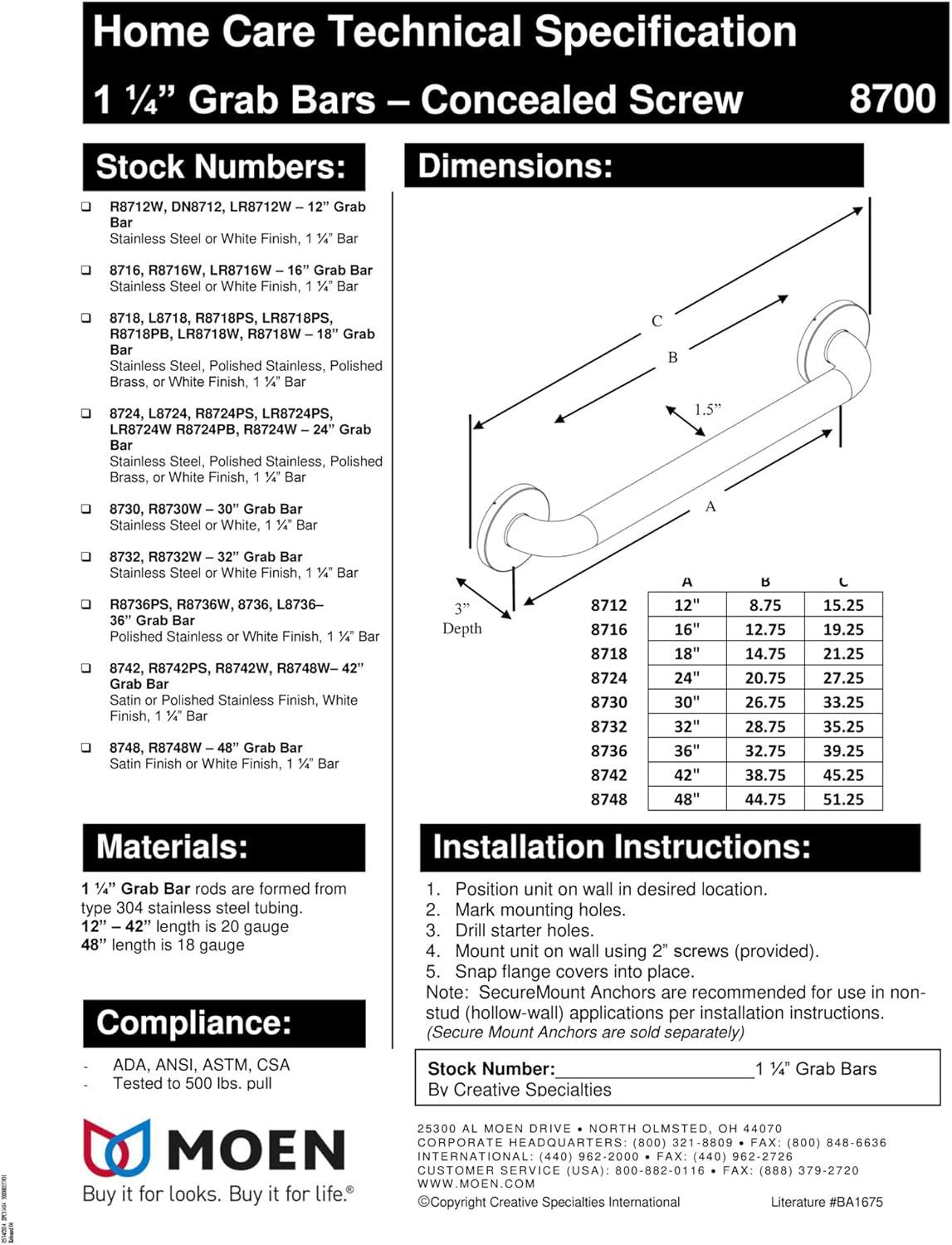 Concealed Screw Grab Bar