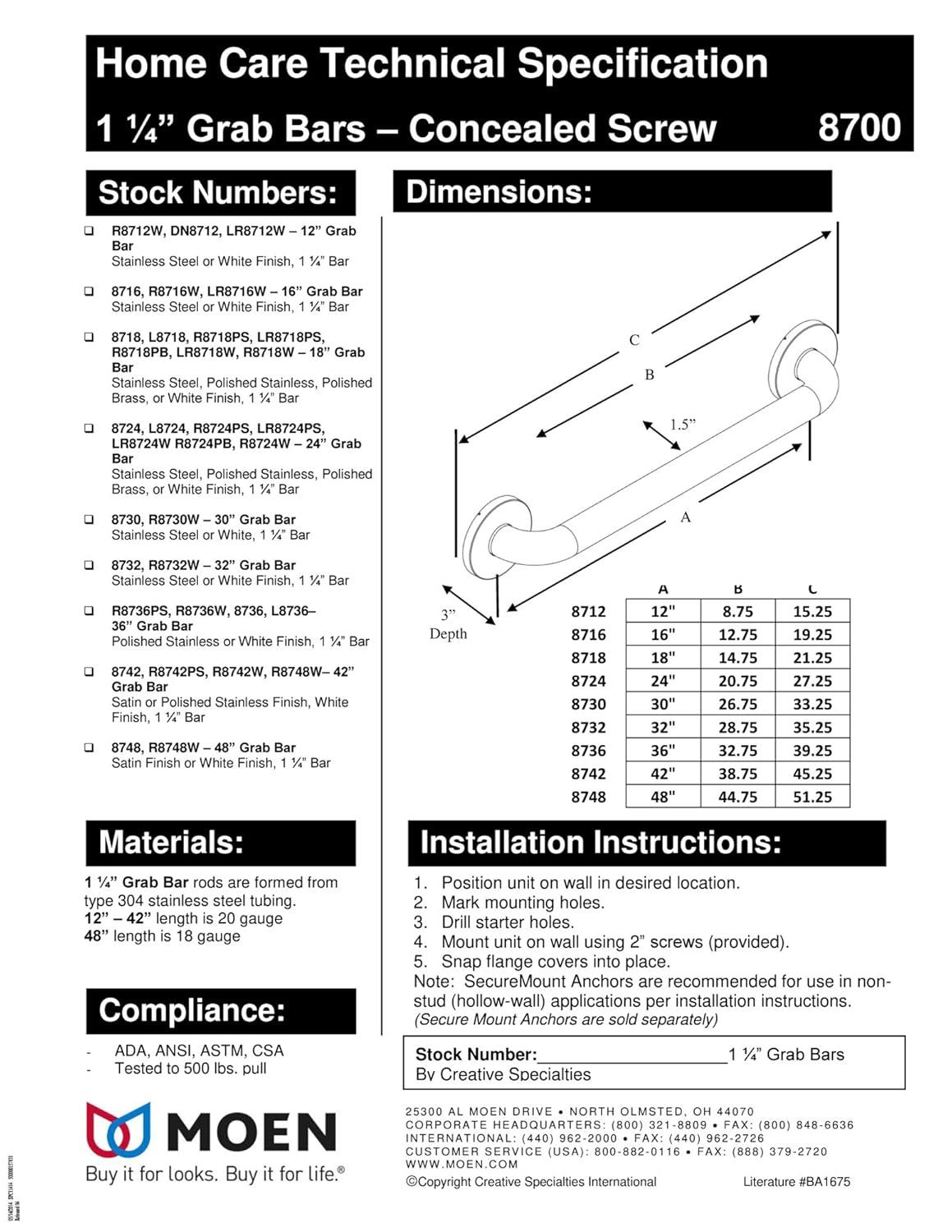 Concealed Screw Grab Bar