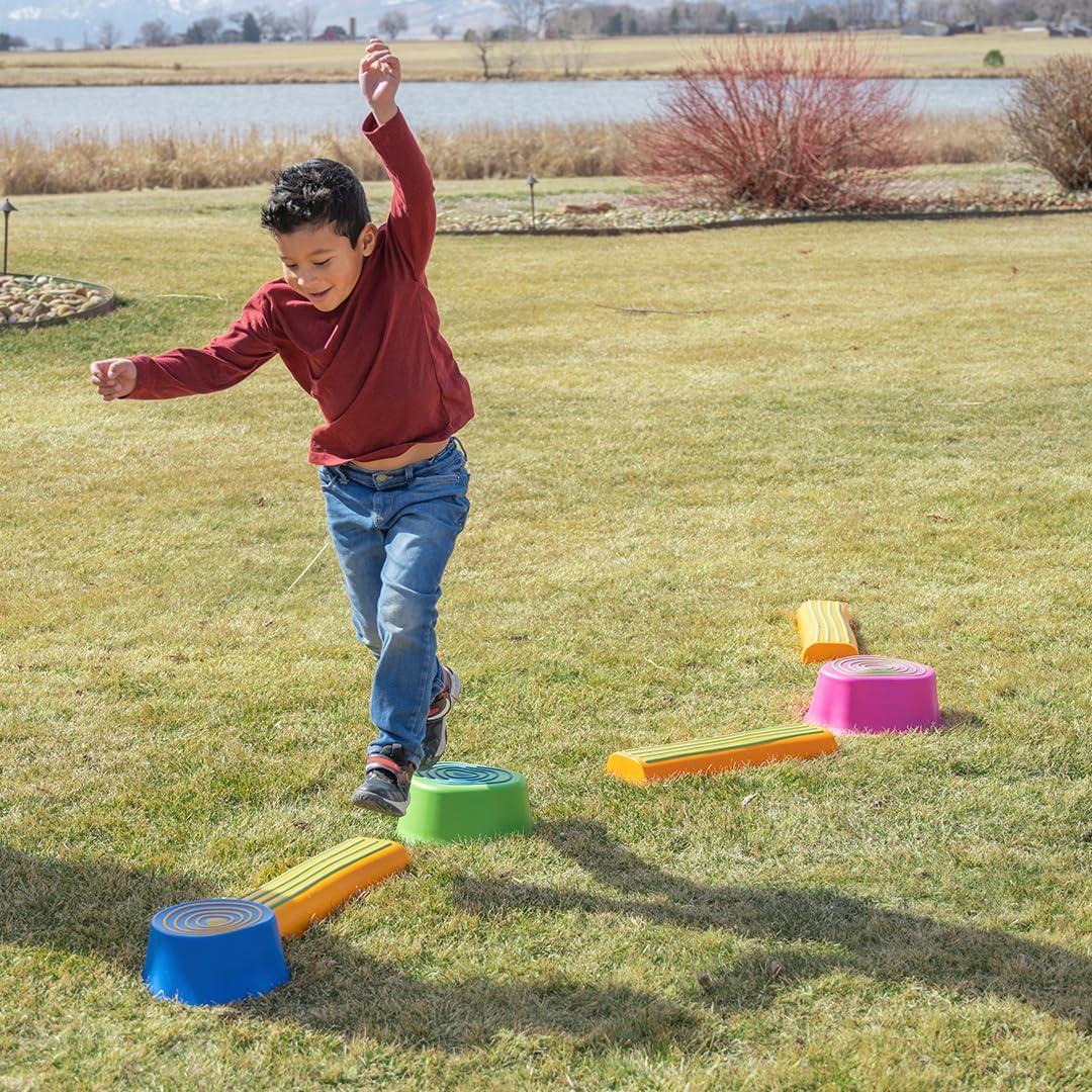 edxeducation Step-a-Trail - 6 Piece Backyard Obstacle Course for Kids - Indoor and Outdoor - Build Coordination and Confidence - Physical and Sensory Play