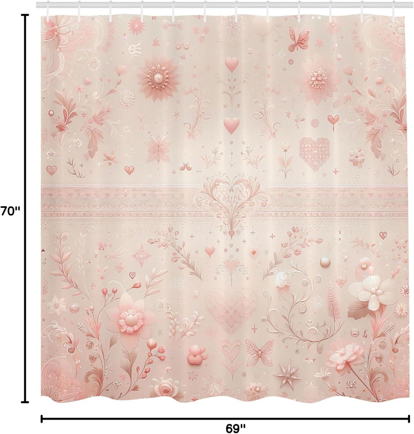 Floral Shower Curtain with Hooks Included