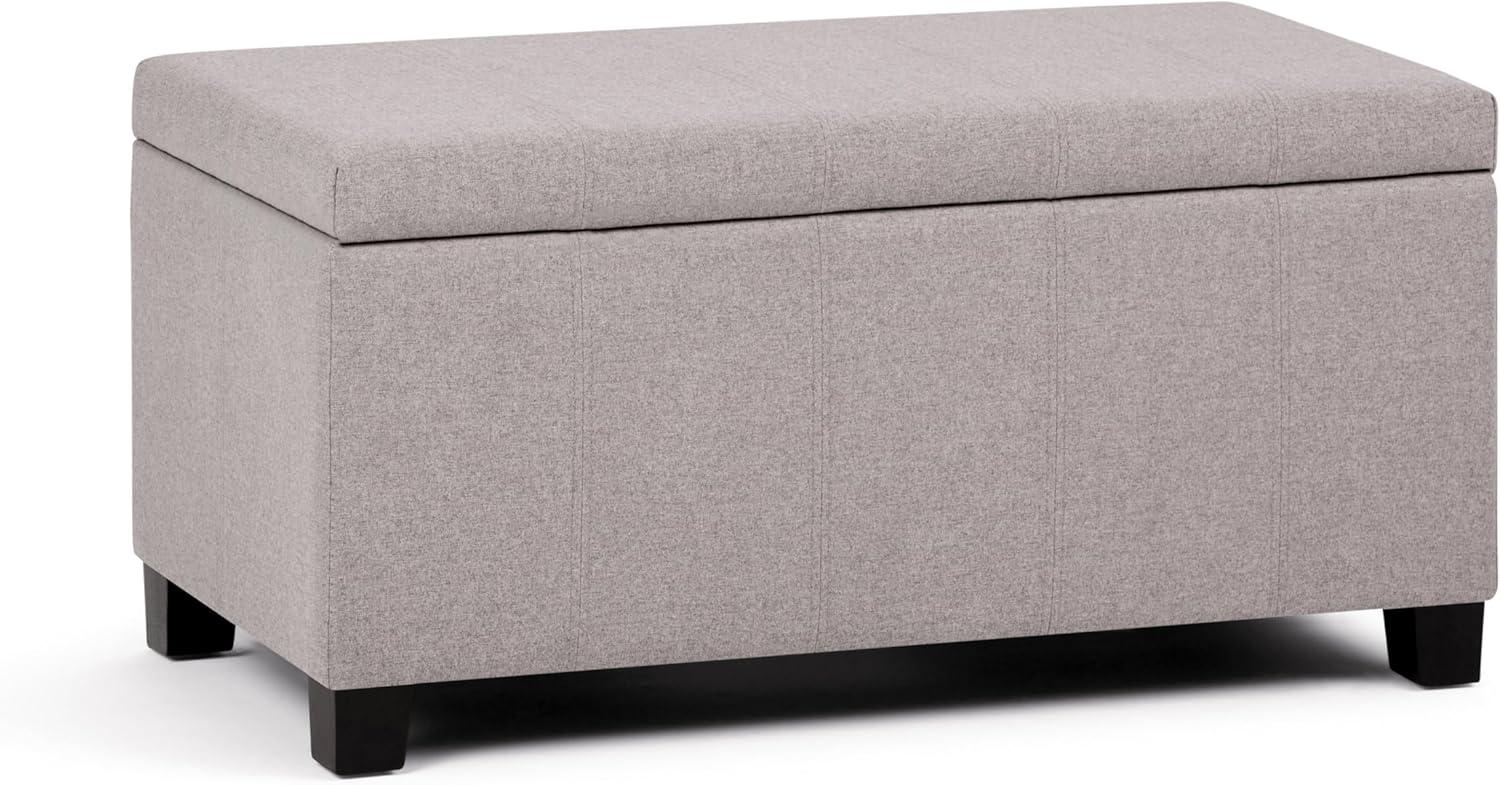 Gray Cloud Tufted Wood Storage Bench Ottoman