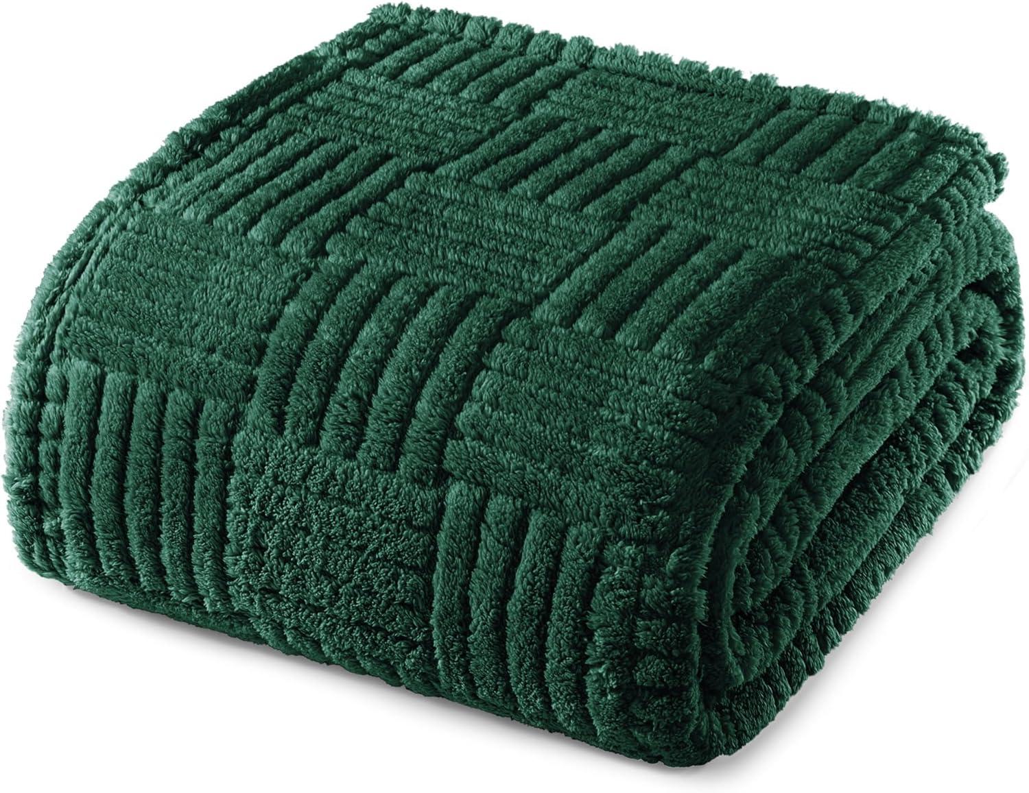 Whale Flotilla Flannel Fleece Queen Size(90x90 Inch) Lightweight Bed Blanket, Soft Velvet Bedspread Plush Fluffy Coverlet Palm Leaf Design Decorative Blanket for All Seasons, Dark Green…