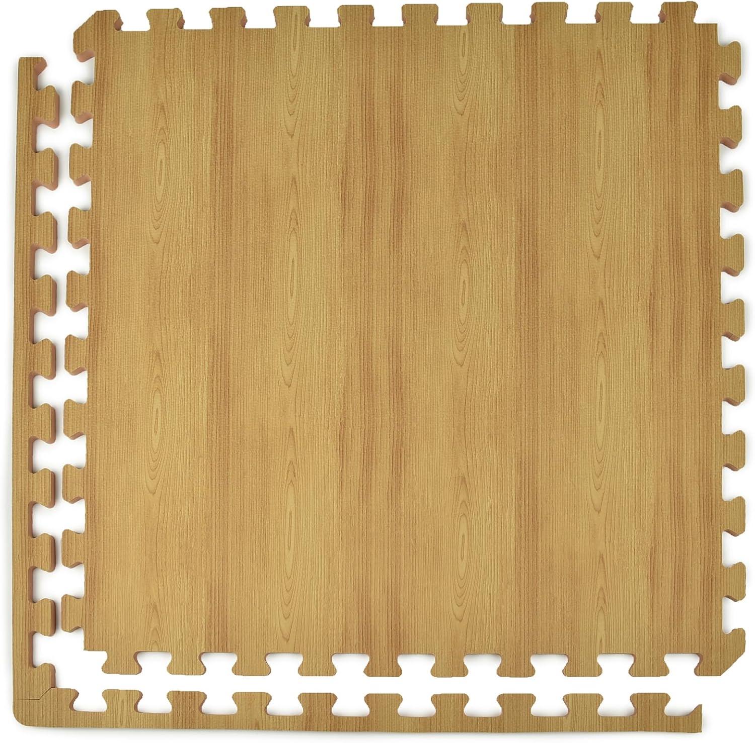 Greatmats Wood Grain Interlocking Wood Look Reversible Foam Tiles 1/2 Inch x 2x2 Ft. Light Wood/Tan 15 Pack