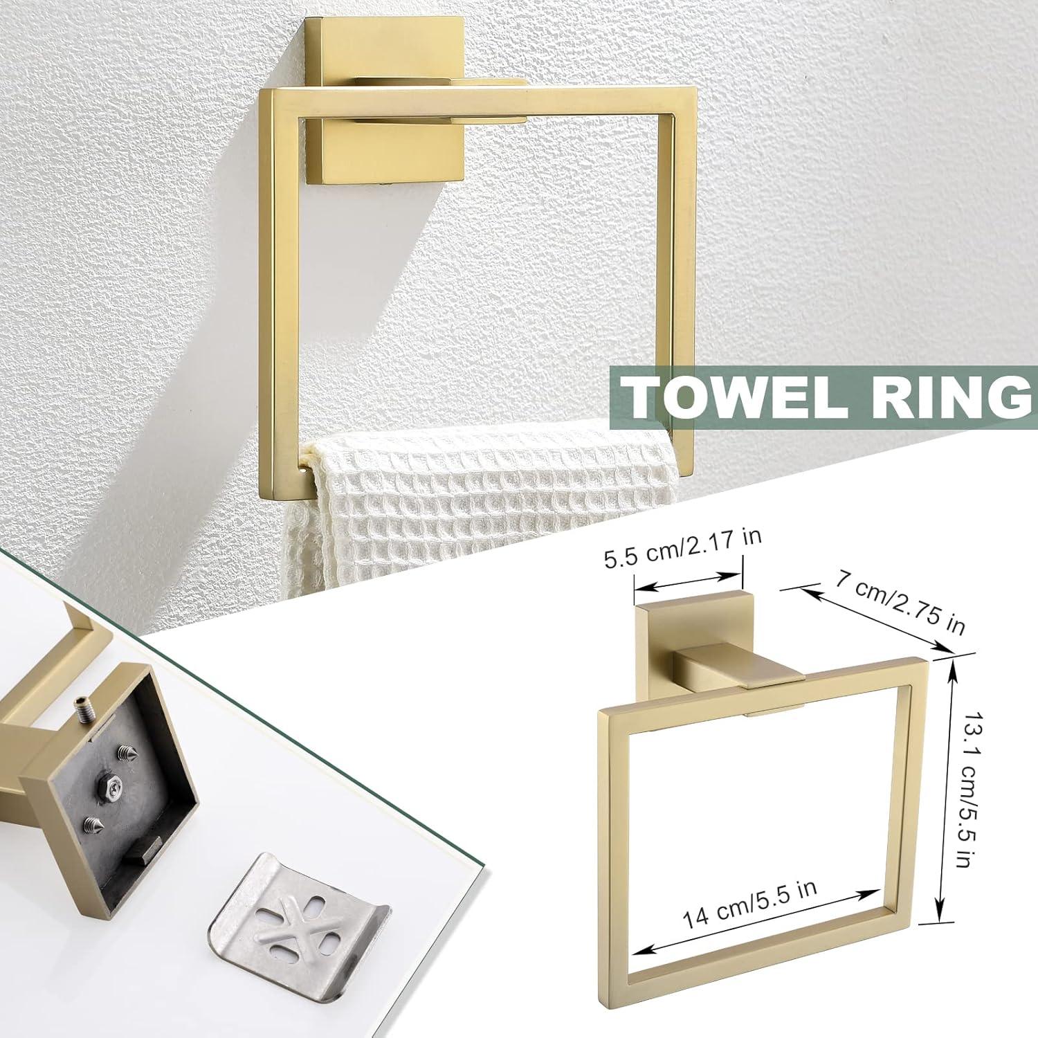 Brushed Gold Stainless Steel 4-Piece Bathroom Hardware Set