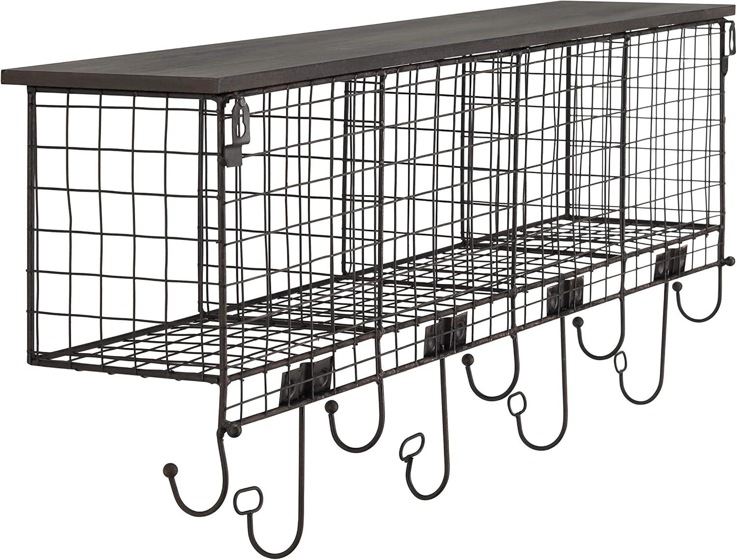 Linon Four Cubby Metal Wall Shelf in Black