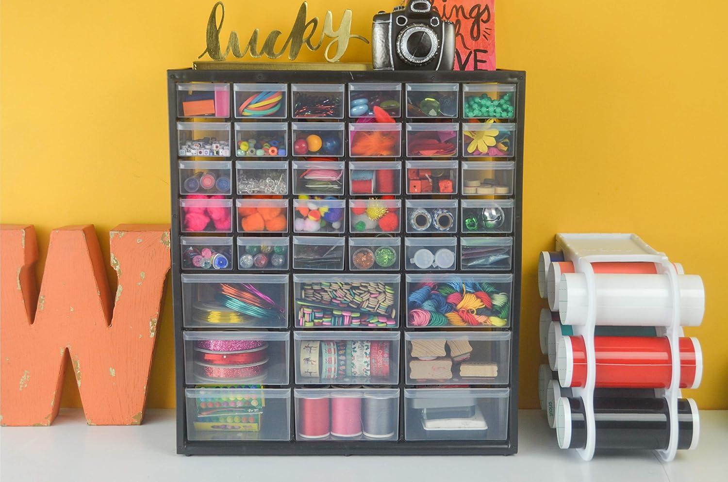 Black Plastic 39-Drawer Craft Storage Cabinet