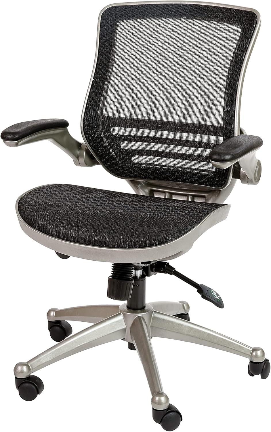 Graphite Silver Mid-Back Mesh Executive Chair with Adjustable Arms