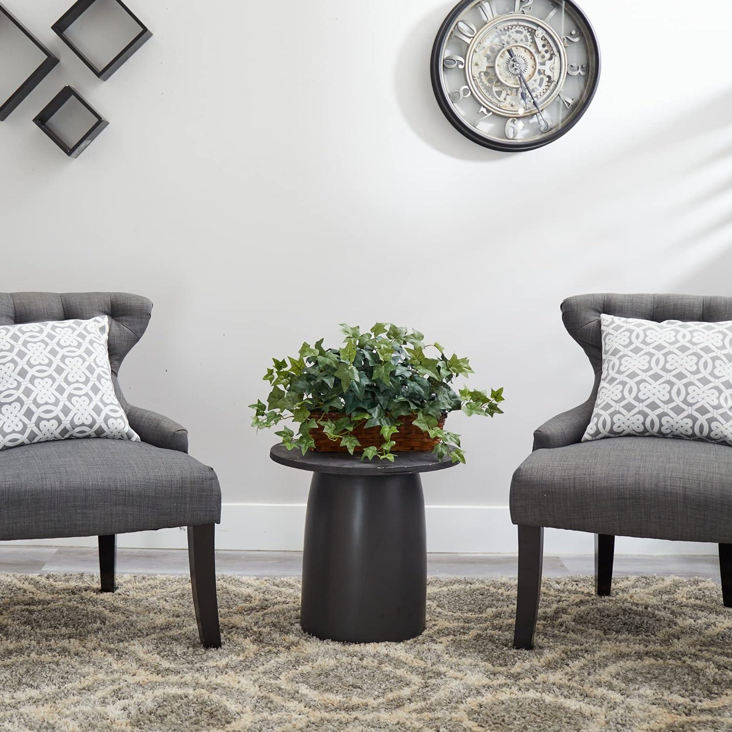 Puff Ivy in Ledge Basket - Nearly Natural: Indoor Decorative Faux Greenery, Wicker Basket Display