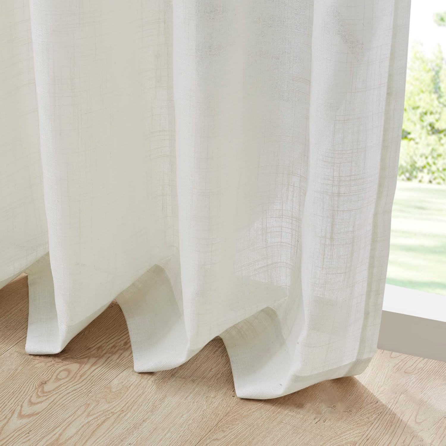 Madison Park Kyler White Linen Blend Light Filtering Curtain Panel Pair 52x84" (Set of 2)